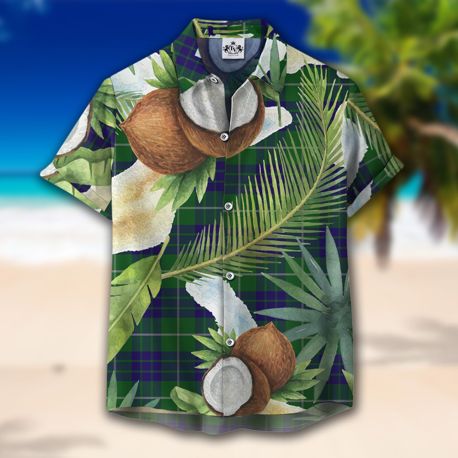 Scottish Tartan Hamilton Green Hunting Clan Hawaiian Shirt Hibiscus - Tropical Garden Style