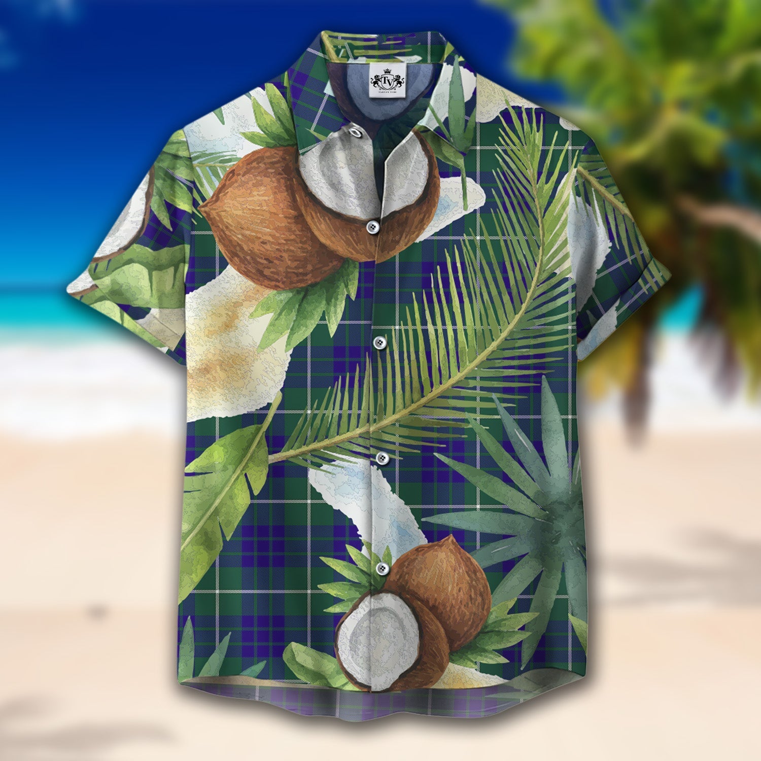 Scottish Tartan Hamilton Hunting Modern Clan Hawaiian Shirt Hibiscus - Tropical Garden Style