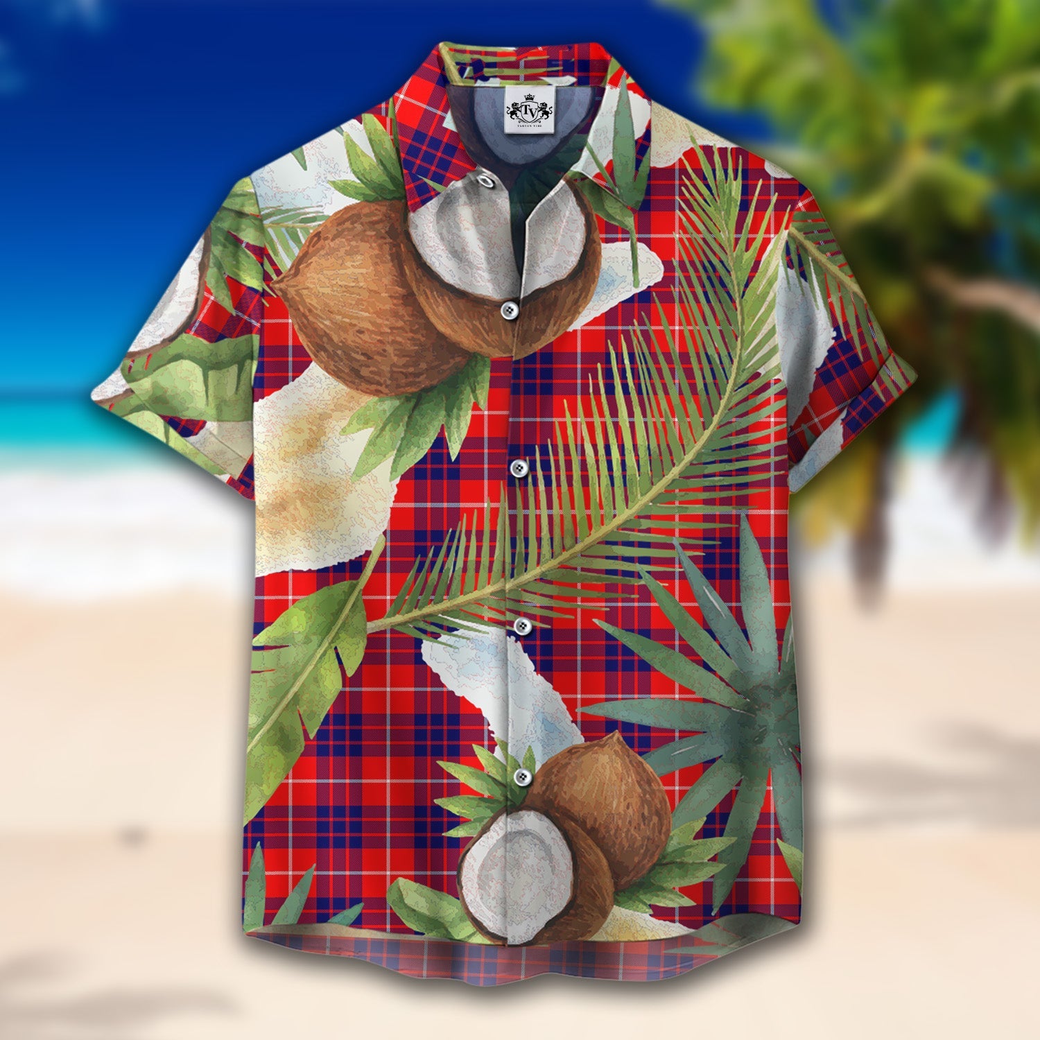 Scottish Tartan Hamilton Modern Clan Hawaiian Shirt Hibiscus - Tropical Garden Style