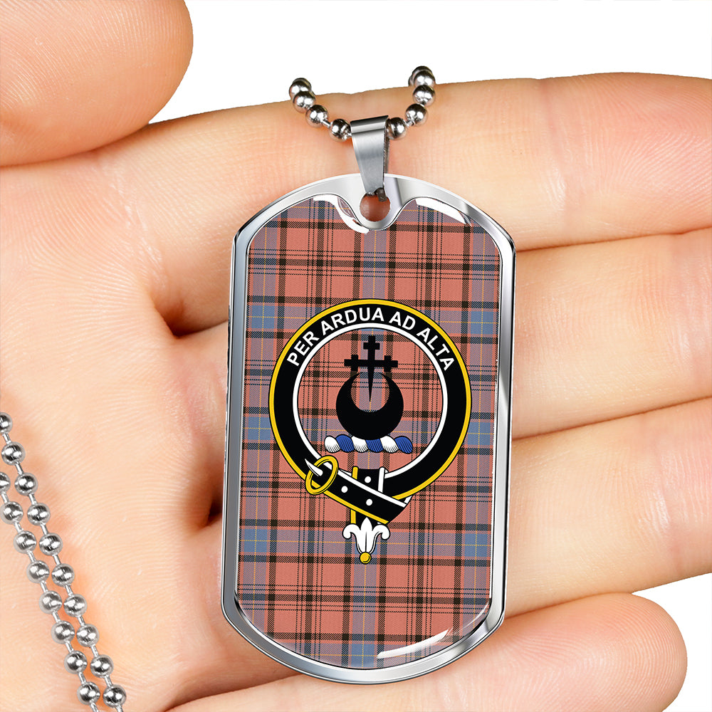 Hannay Dress (Haney Dress) Weathered Clan Badge Classic Tartan Dog Tag Necklace