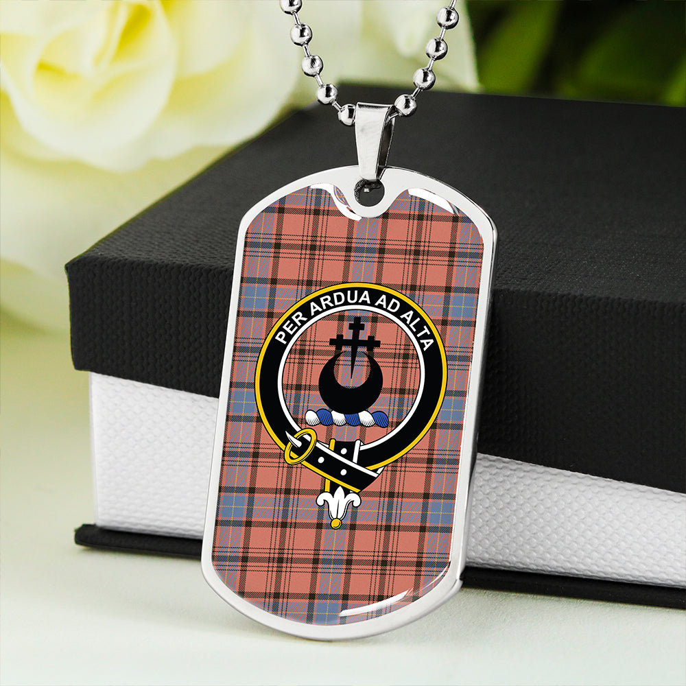 Hannay Dress (Haney Dress) Weathered Clan Badge Classic Tartan Dog Tag Necklace