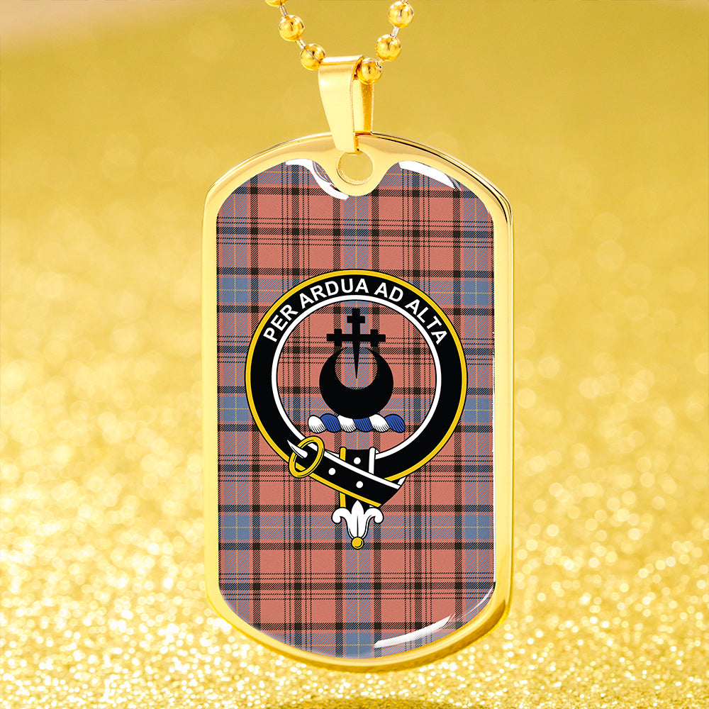 Hannay Dress (Haney Dress) Weathered Clan Badge Classic Tartan Dog Tag Necklace