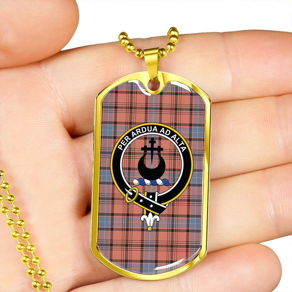 Hannay Dress (Haney Dress) Weathered Clan Badge Classic Tartan Dog Tag Necklace