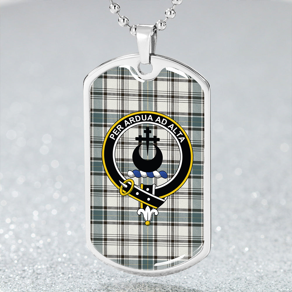 Hannay (Haney) (Hanna of Sorbie) Weathered Clan Badge Classic Tartan Dog Tag Necklace