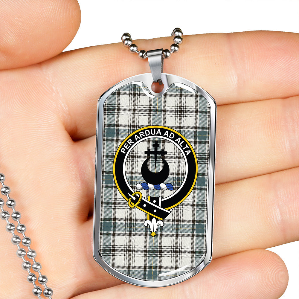 Hannay (Haney) (Hanna of Sorbie) Weathered Clan Badge Classic Tartan Dog Tag Necklace
