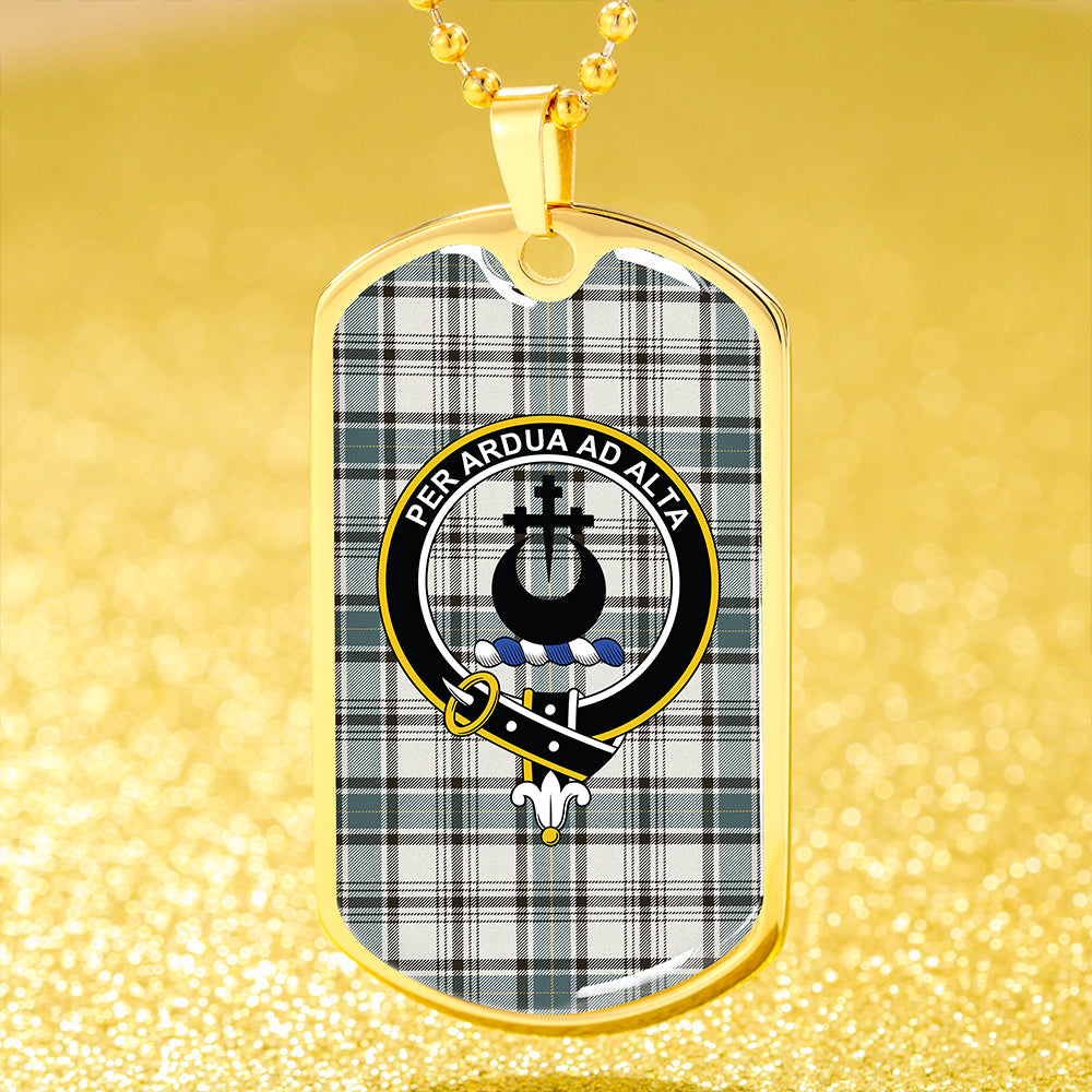 Hannay (Haney) (Hanna of Sorbie) Weathered Clan Badge Classic Tartan Dog Tag Necklace
