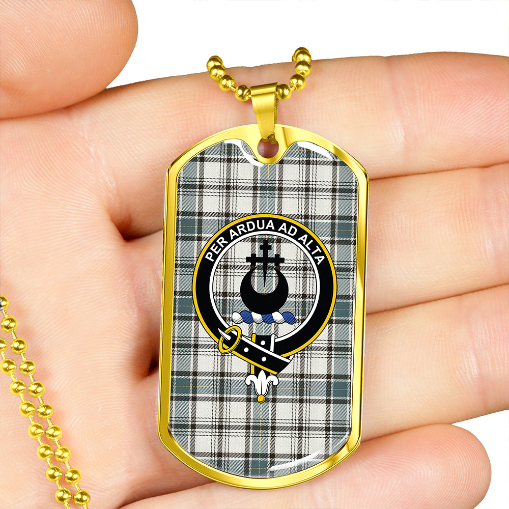 Hannay (Haney) (Hanna of Sorbie) Weathered Clan Badge Classic Tartan Dog Tag Necklace
