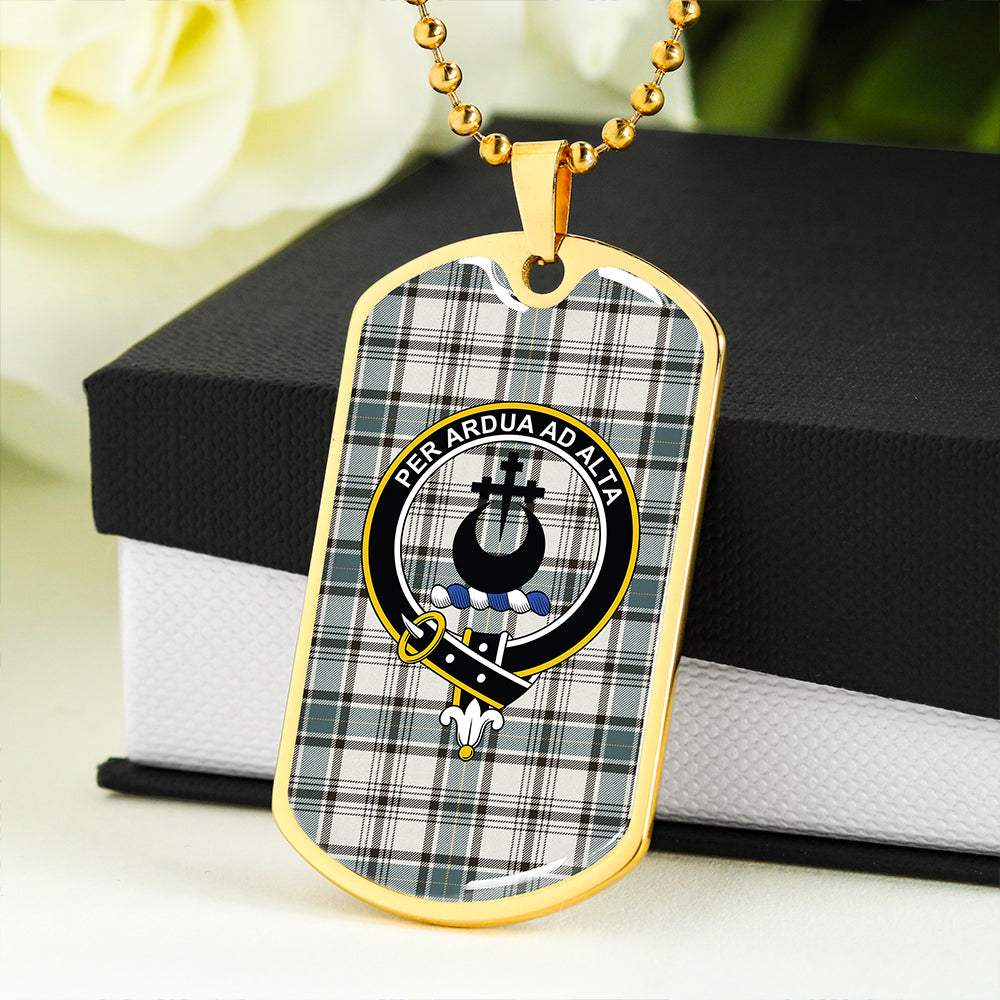 Hannay (Haney) (Hanna of Sorbie) Weathered Clan Badge Classic Tartan Dog Tag Necklace