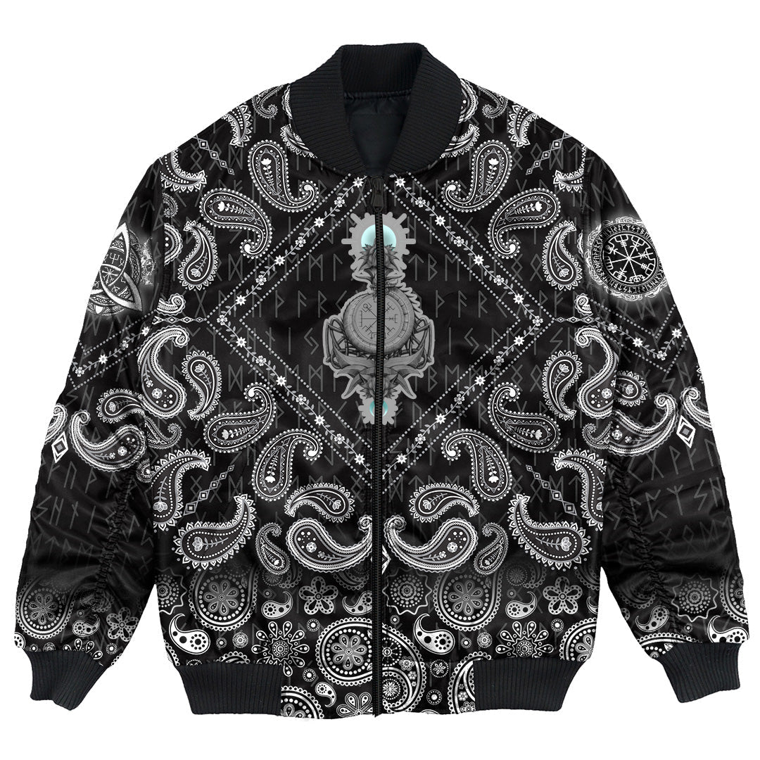 Viking Bomber Jacket Hati Skoll with Bandana Paisley Style