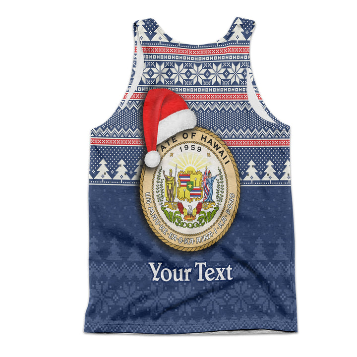 Custom Hawaii Men Tank Top Mele Kalikimaka Christmas Santa Claus Surfing