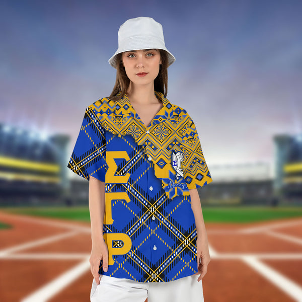 Sorority Hawaiian Shirt - Christmas Sigma Gamma Rho Girl Hawaiian Shirt Plaid Background Style