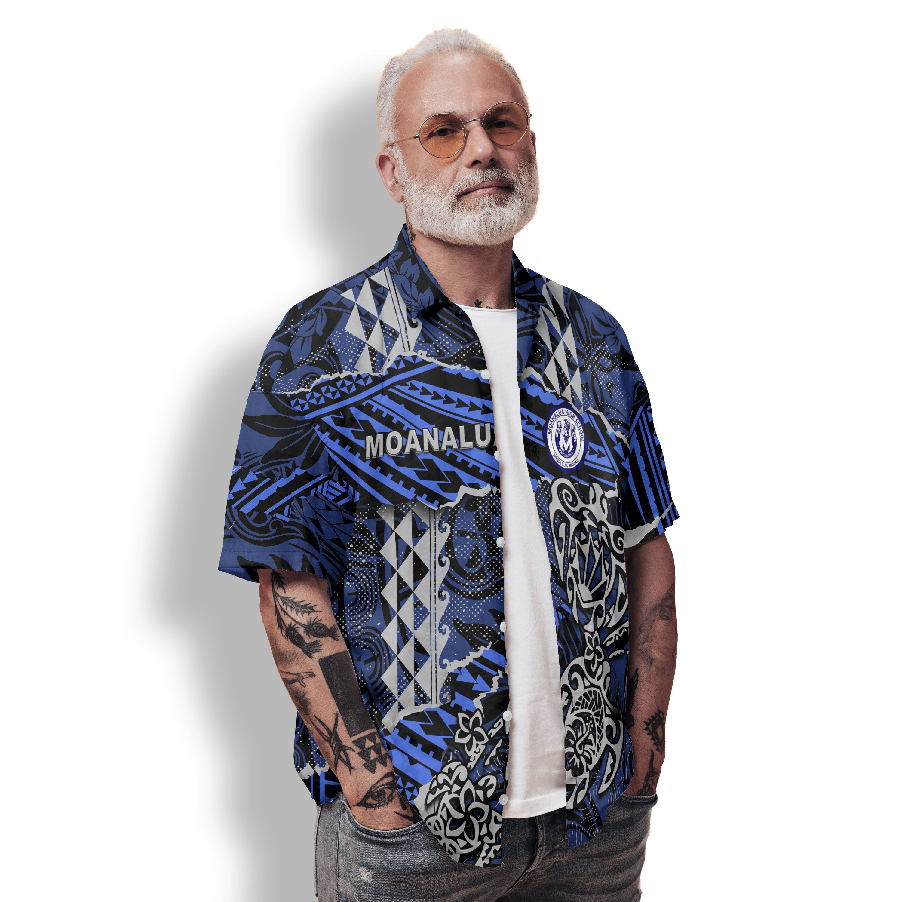 Hawaii Moanalua High School Custom Hawaiian Shirt Polynesian Turtle Style