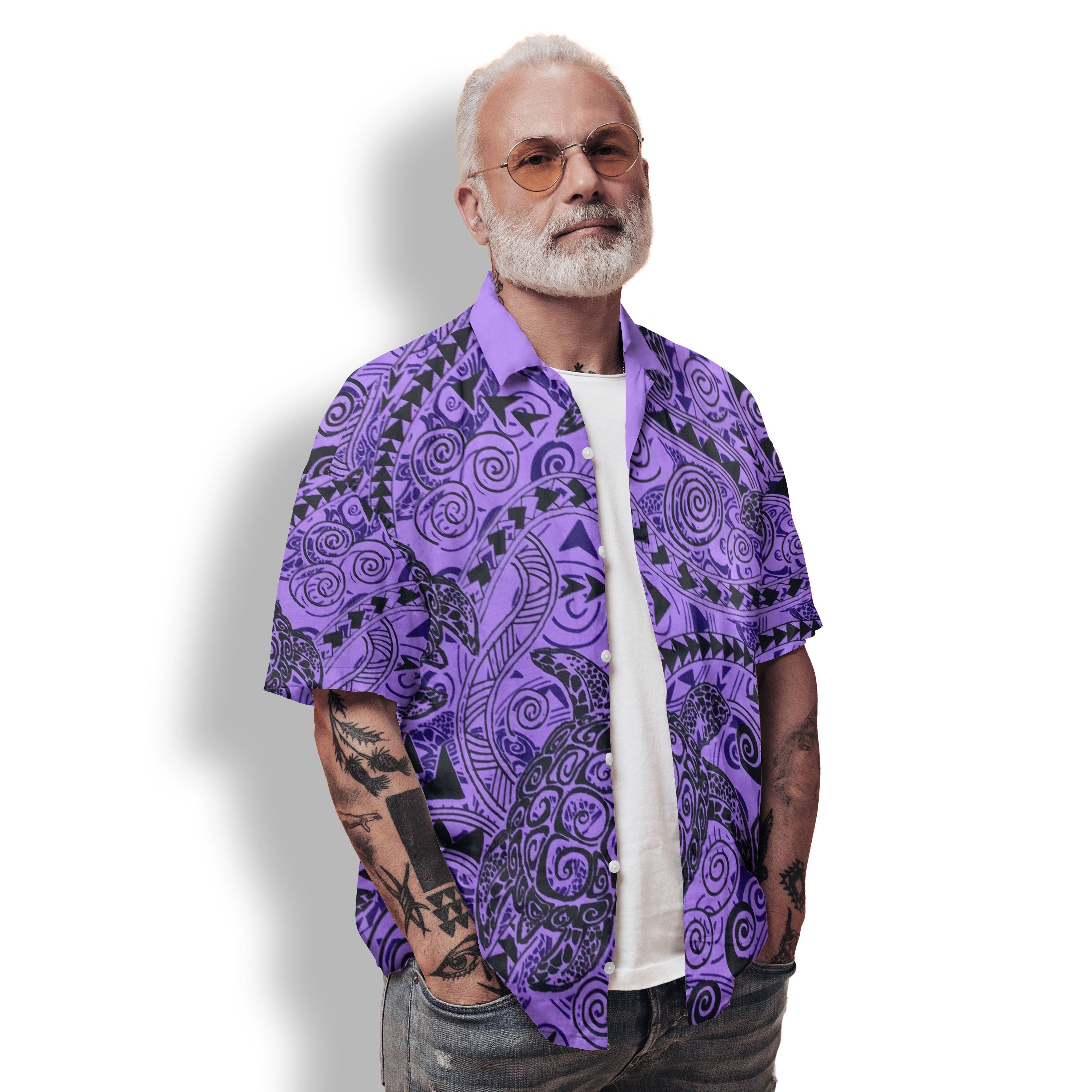 Hawaii Polynesian Turtle Hawaiian Shirt Purple Style