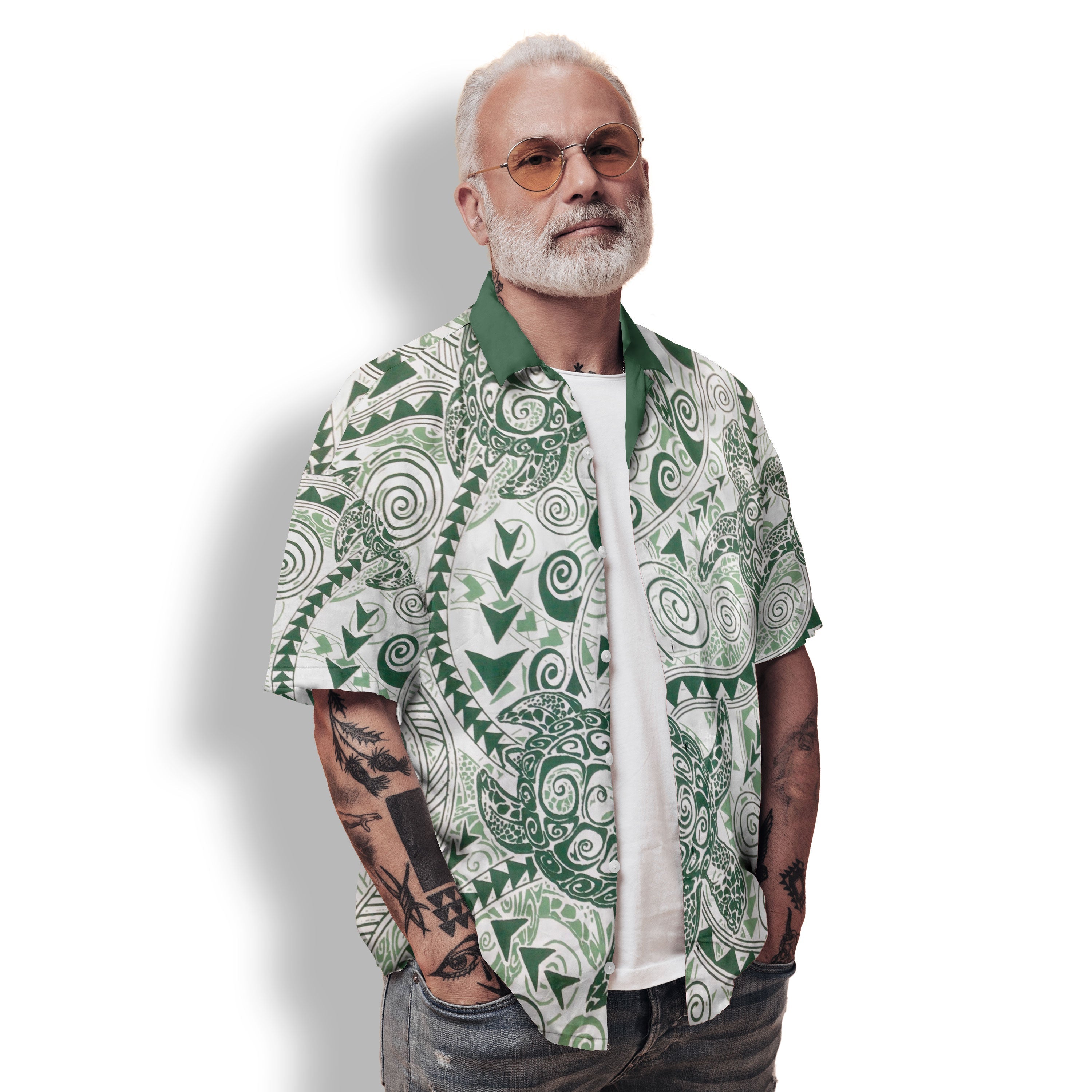 Hawaii Polynesian Turtle Hawaiian Shirt Green Style