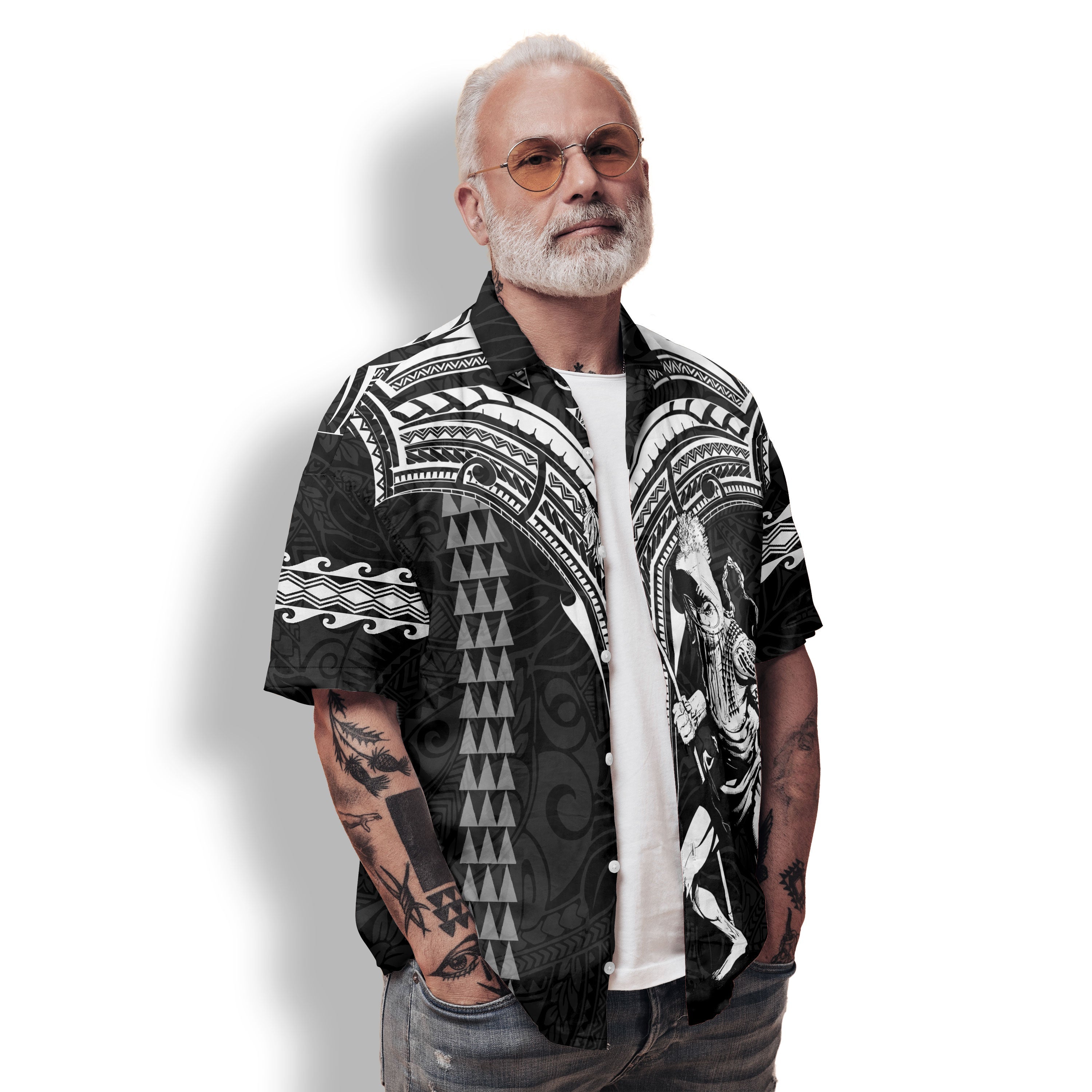 Custom Hawaii Ikaika Warrior Hawaiian Shirt Polynesian Tattoo Style