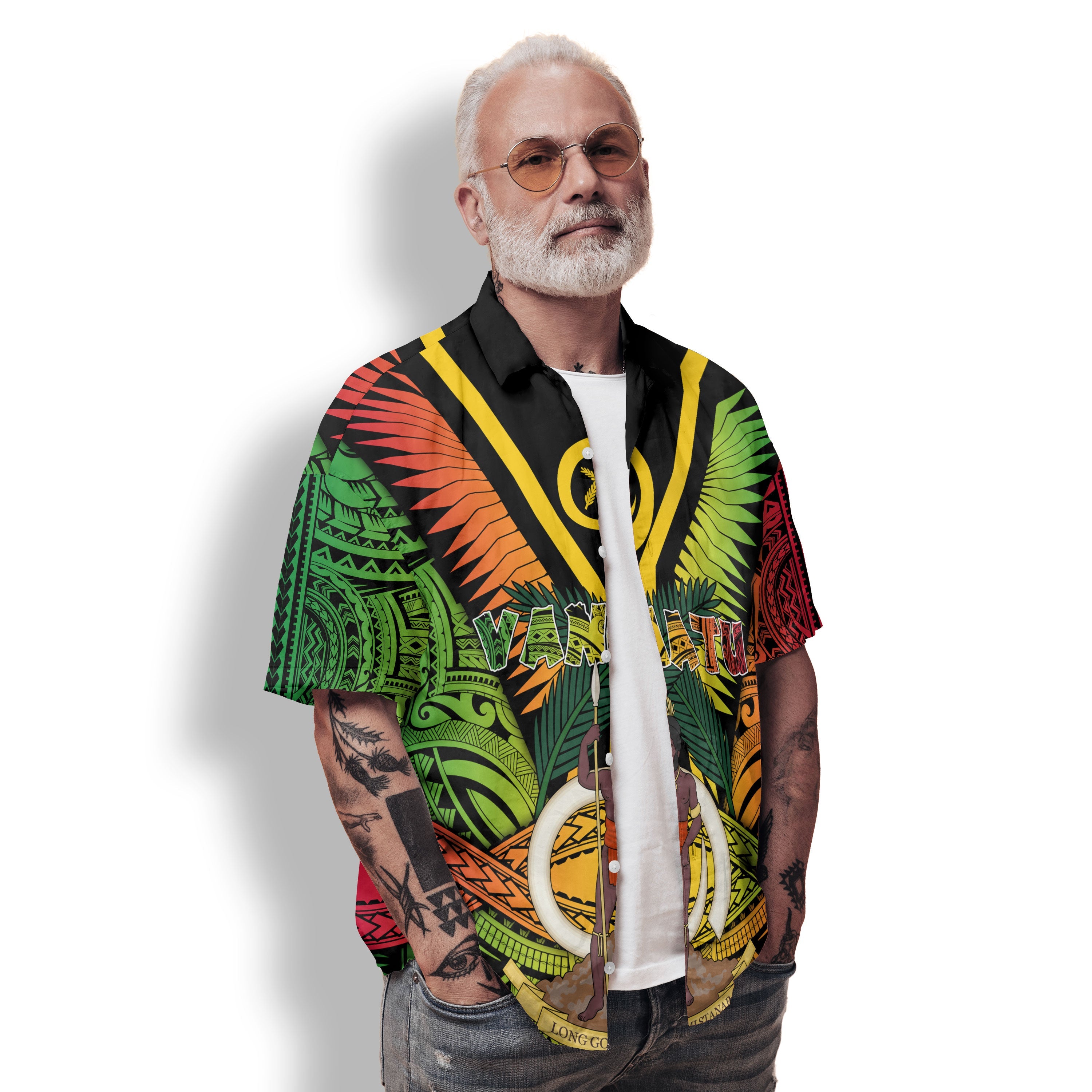 Vanuatu Hawaiian Shirt Coat Of Arms Reggae Style