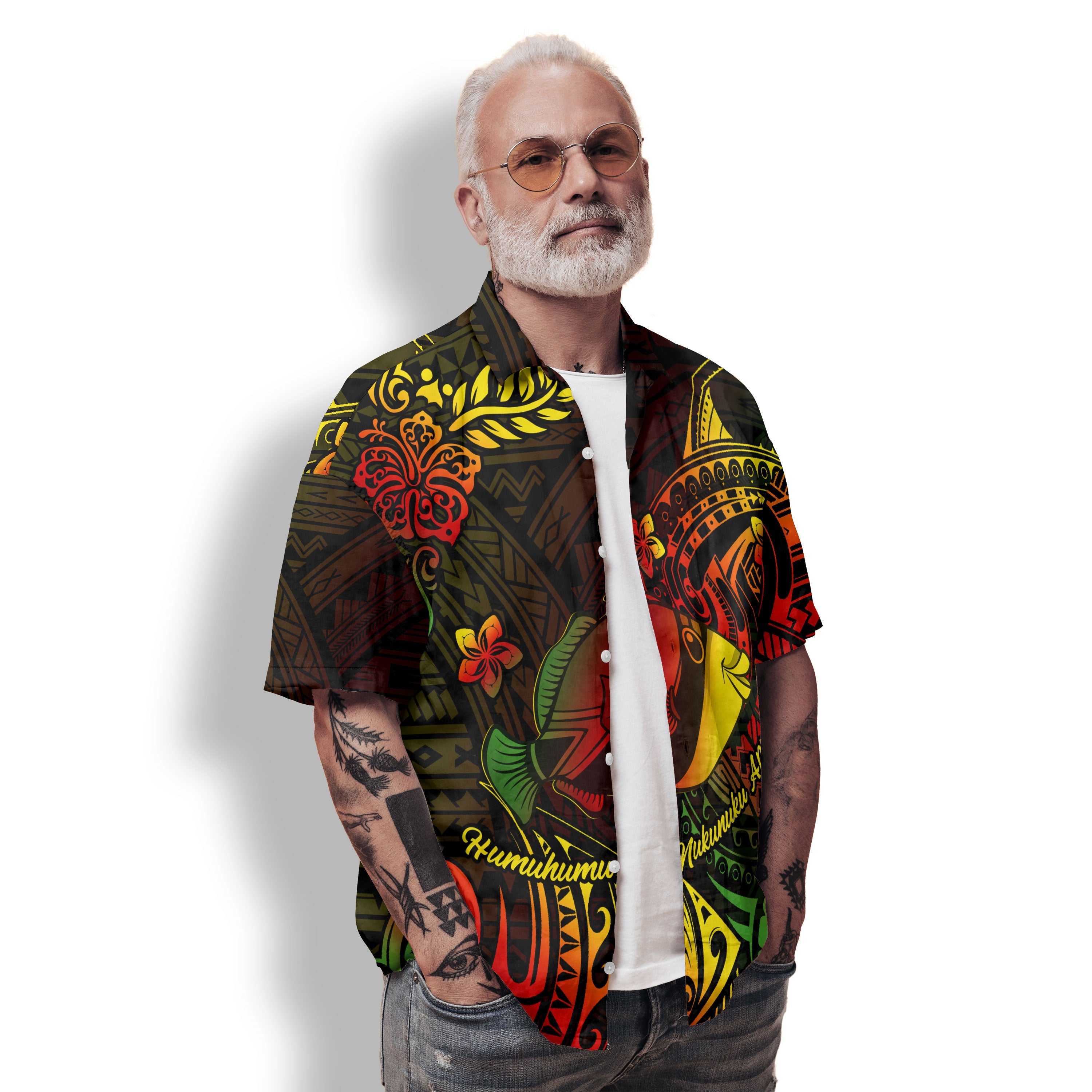 Hawaii Humuhumu Fish Hawaiian Shirt Reggae Style