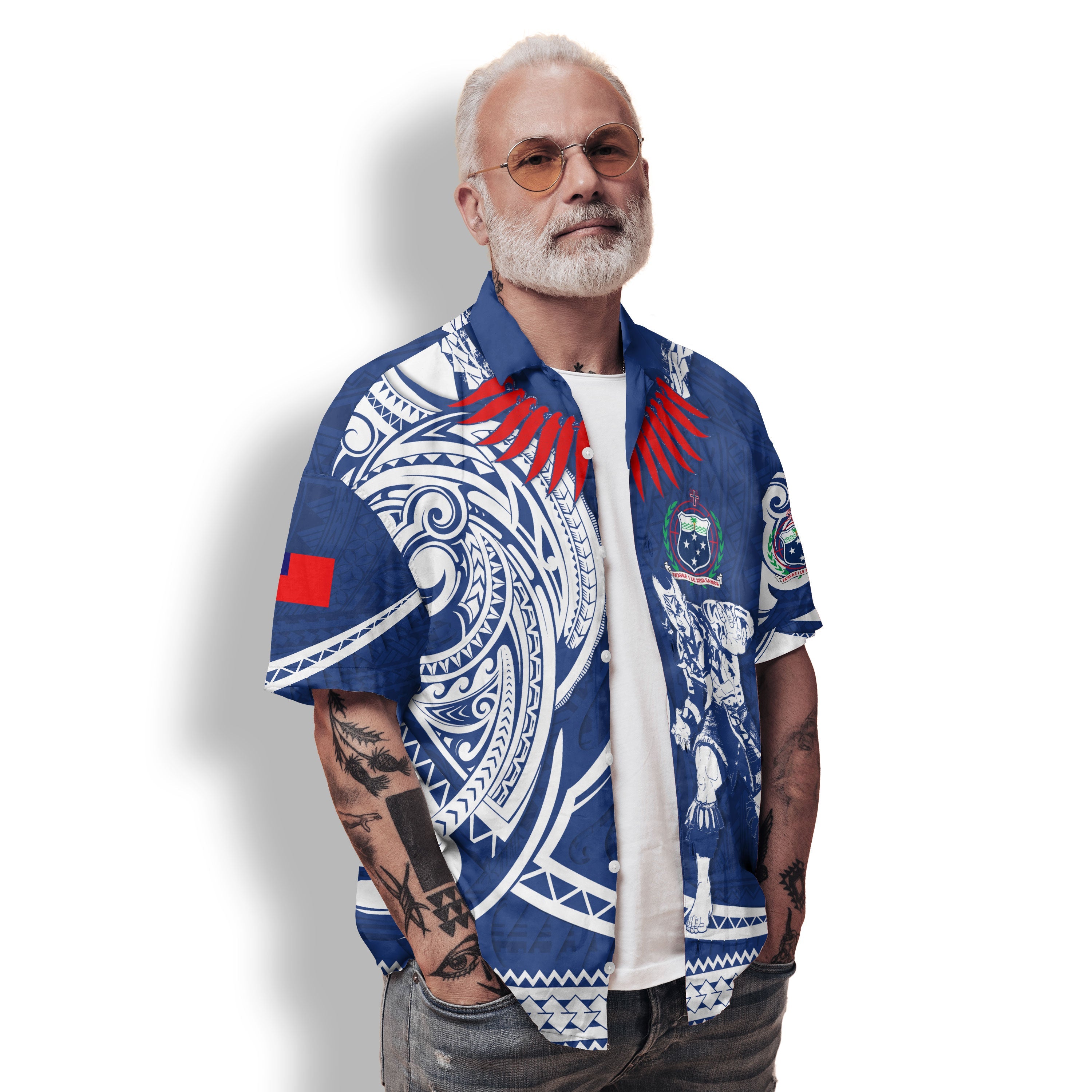 Custom Samoa Hawaiian Shirt Warrior Ula Nifo Style