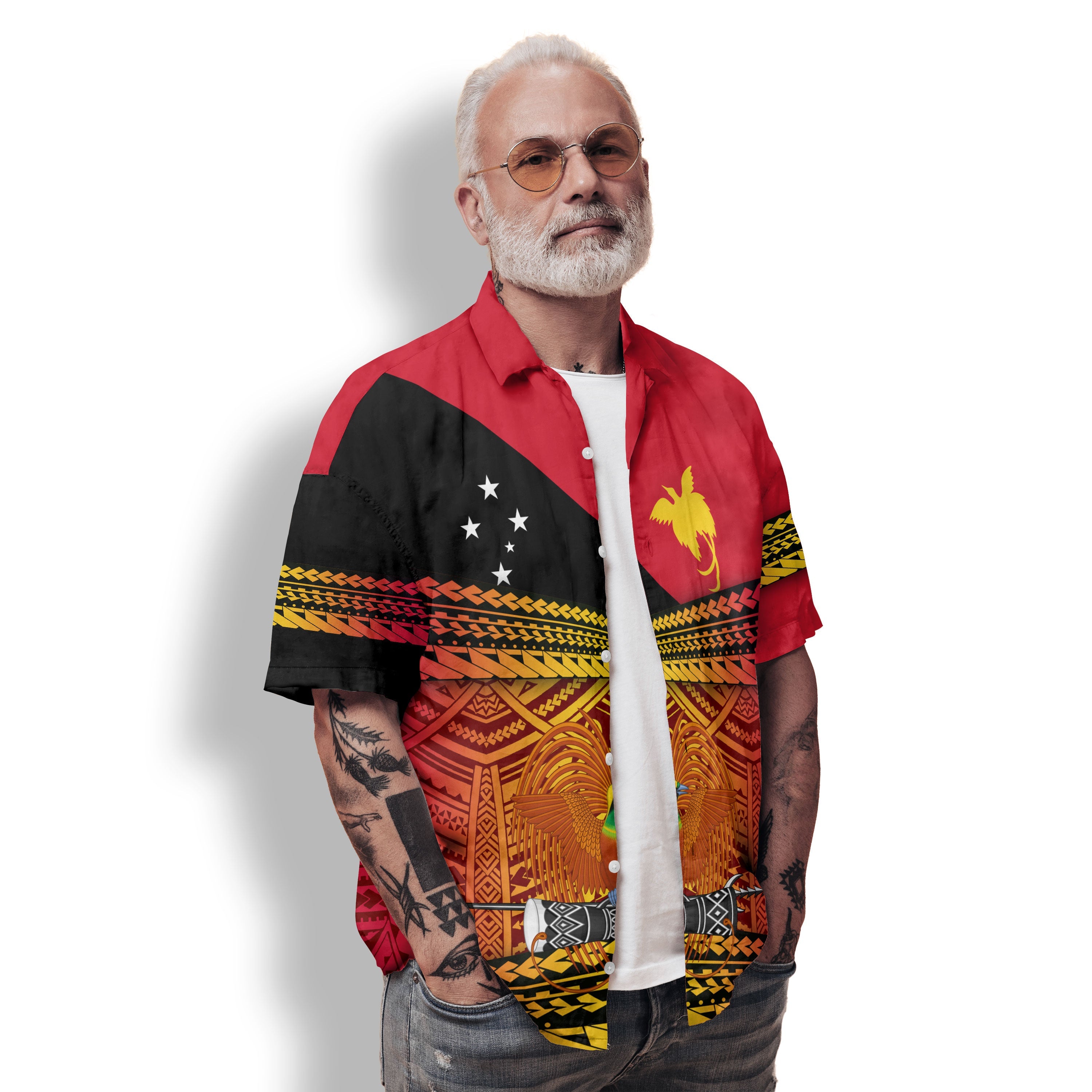 Papua New Guinea Independence Day Hawaiian Shirt PNG Emblem Style