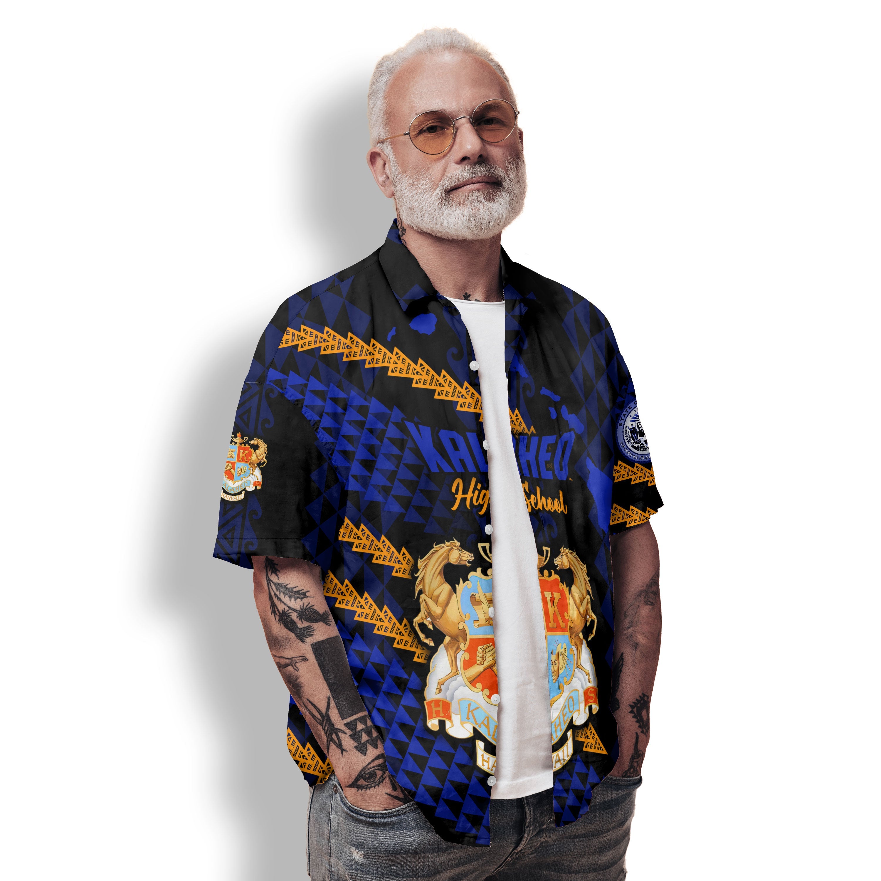 Hawaii Kalaheo High School Custom Hawaiian Shirt Map Style