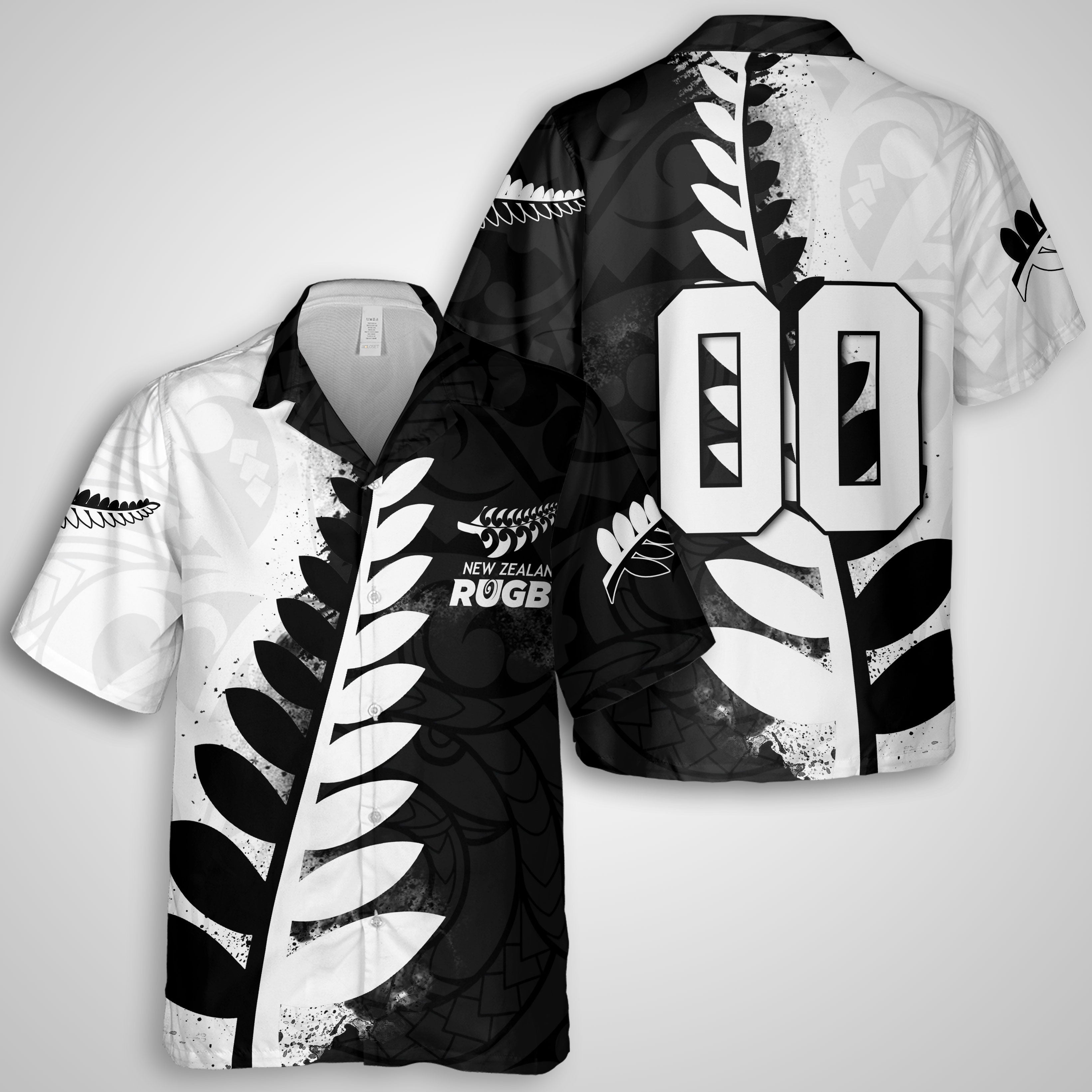 Custom New Zealand Rugby Hawaiian Shirt Silver Fern Style