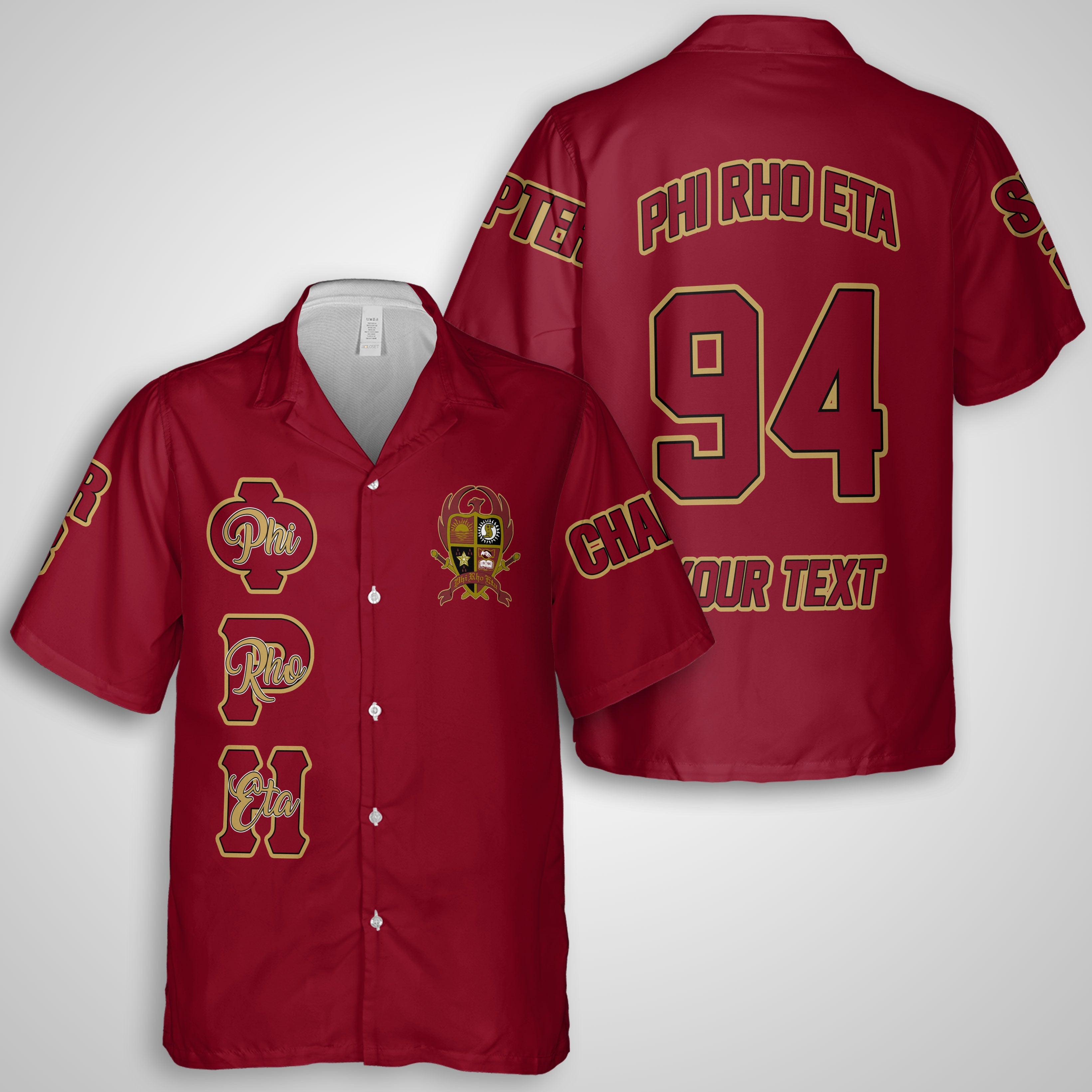 Fraternity Hawaiian Shirt - Personalized Phi Rho Eta Hawaiian Shirt Original Maroon Style