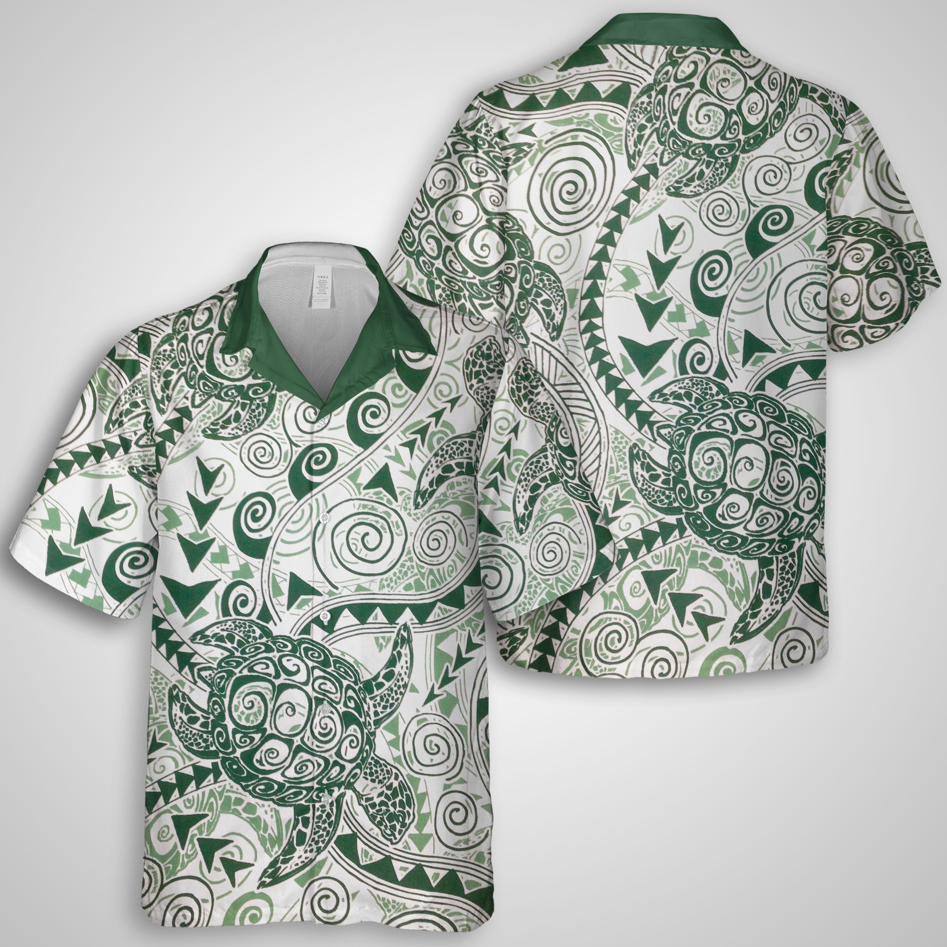 Hawaii Polynesian Turtle Hawaiian Shirt Green Style