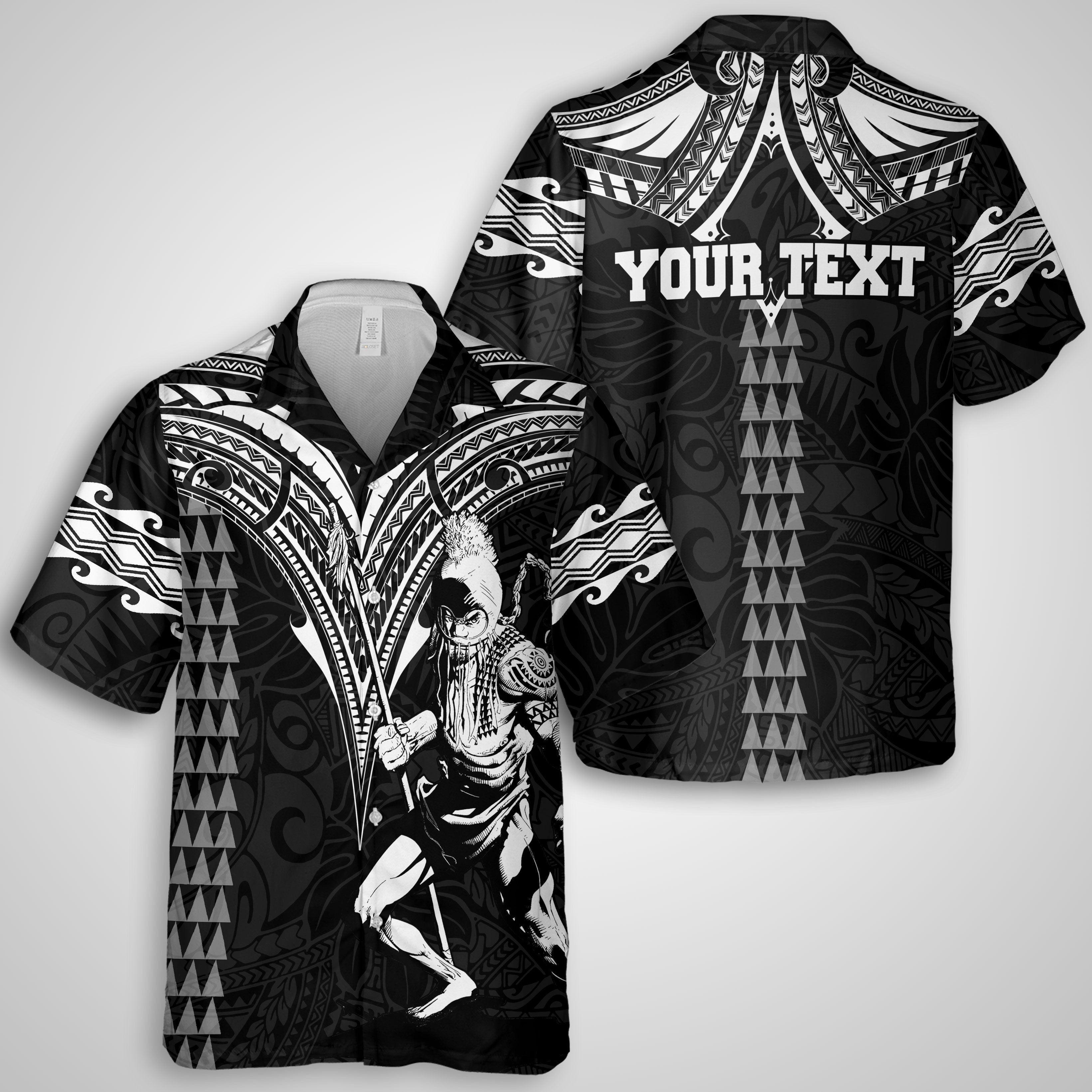 Custom Hawaii Ikaika Warrior Hawaiian Shirt Polynesian Tattoo Style