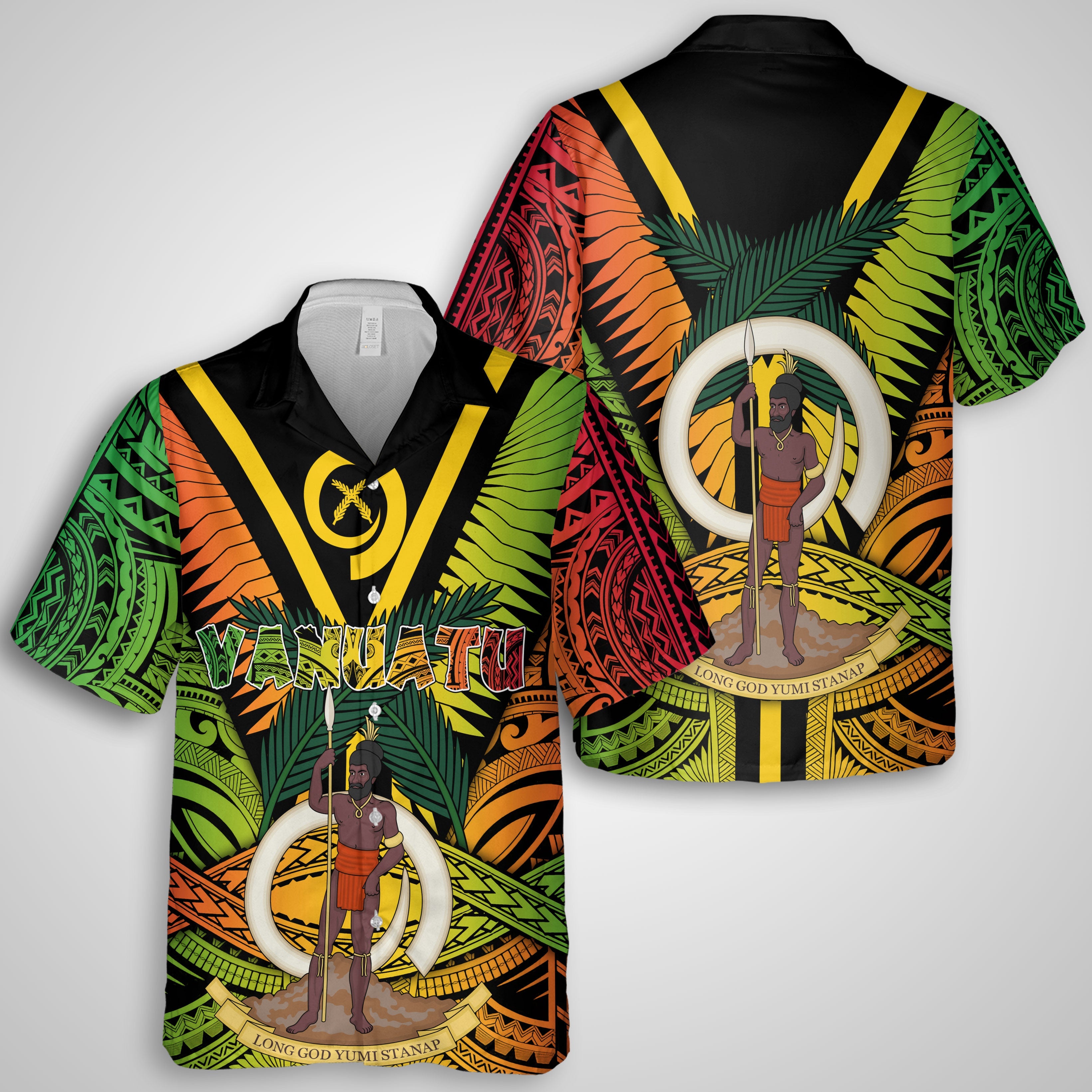 Vanuatu Hawaiian Shirt Coat Of Arms Reggae Style