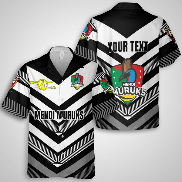 Custom Mendi Muruks Hawaiian Shirt Papua New Guinea Rugby Black & White Style