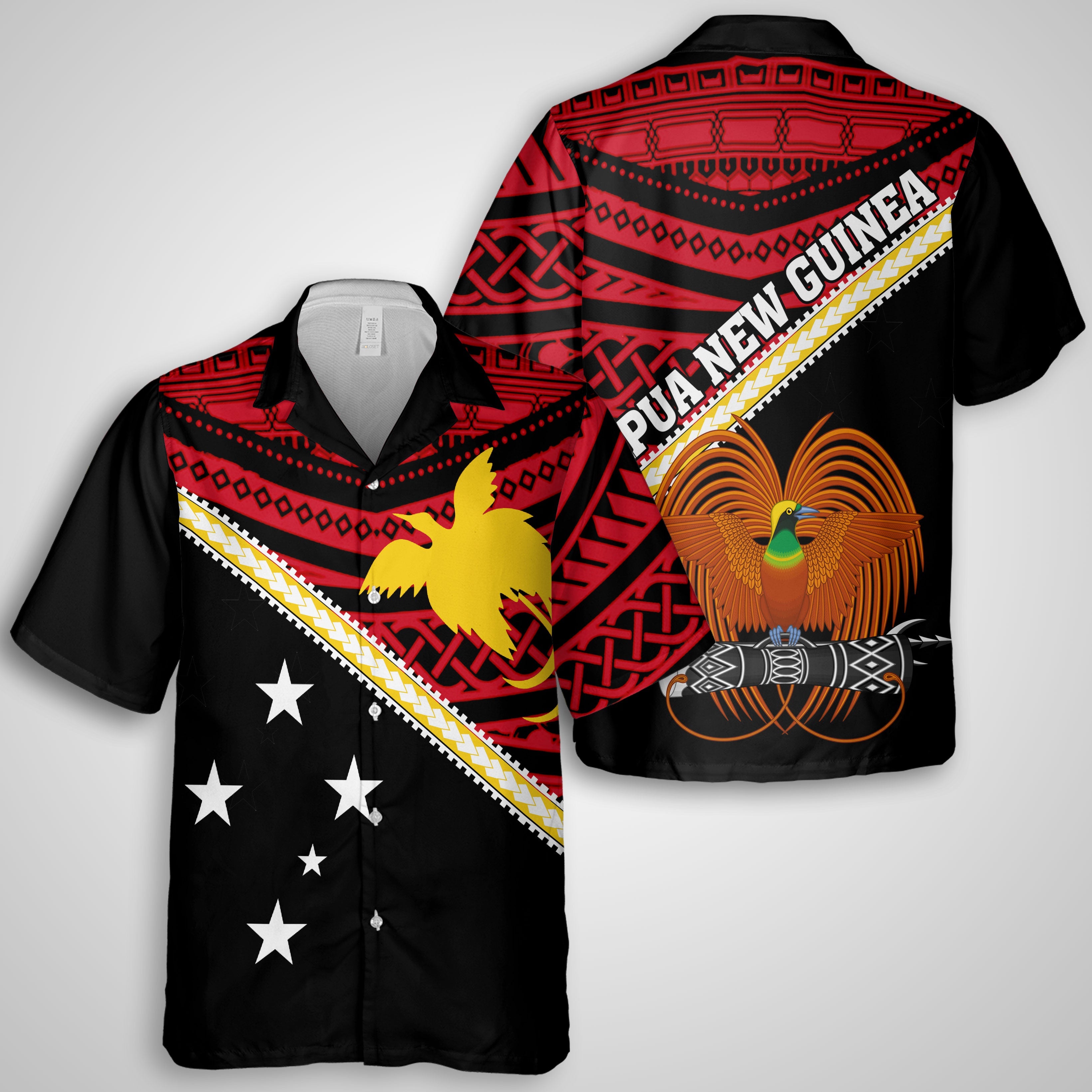 Papua New Guinea Hawaiian Shirt Polynesian Flag Style