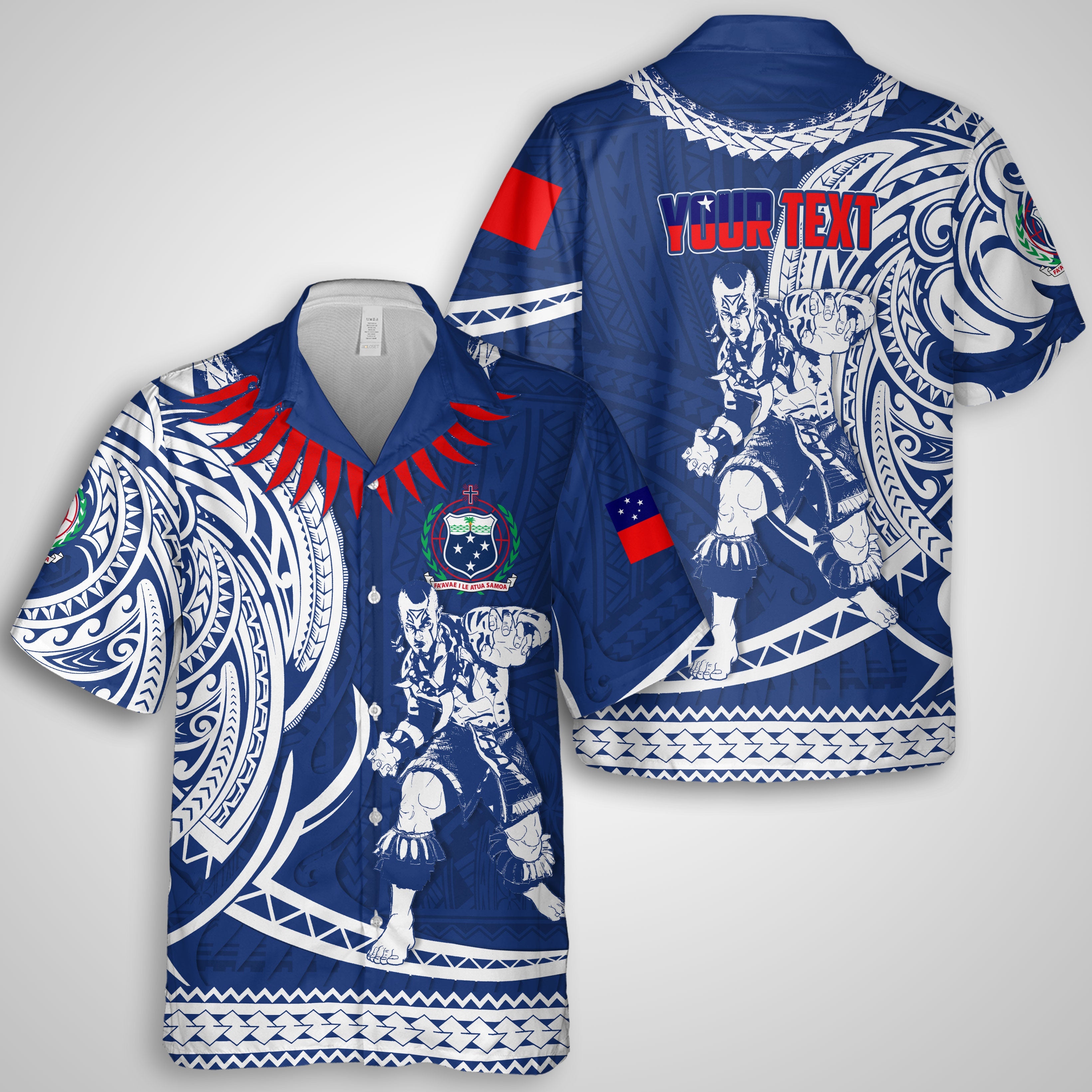 Custom Samoa Hawaiian Shirt Warrior Ula Nifo Style