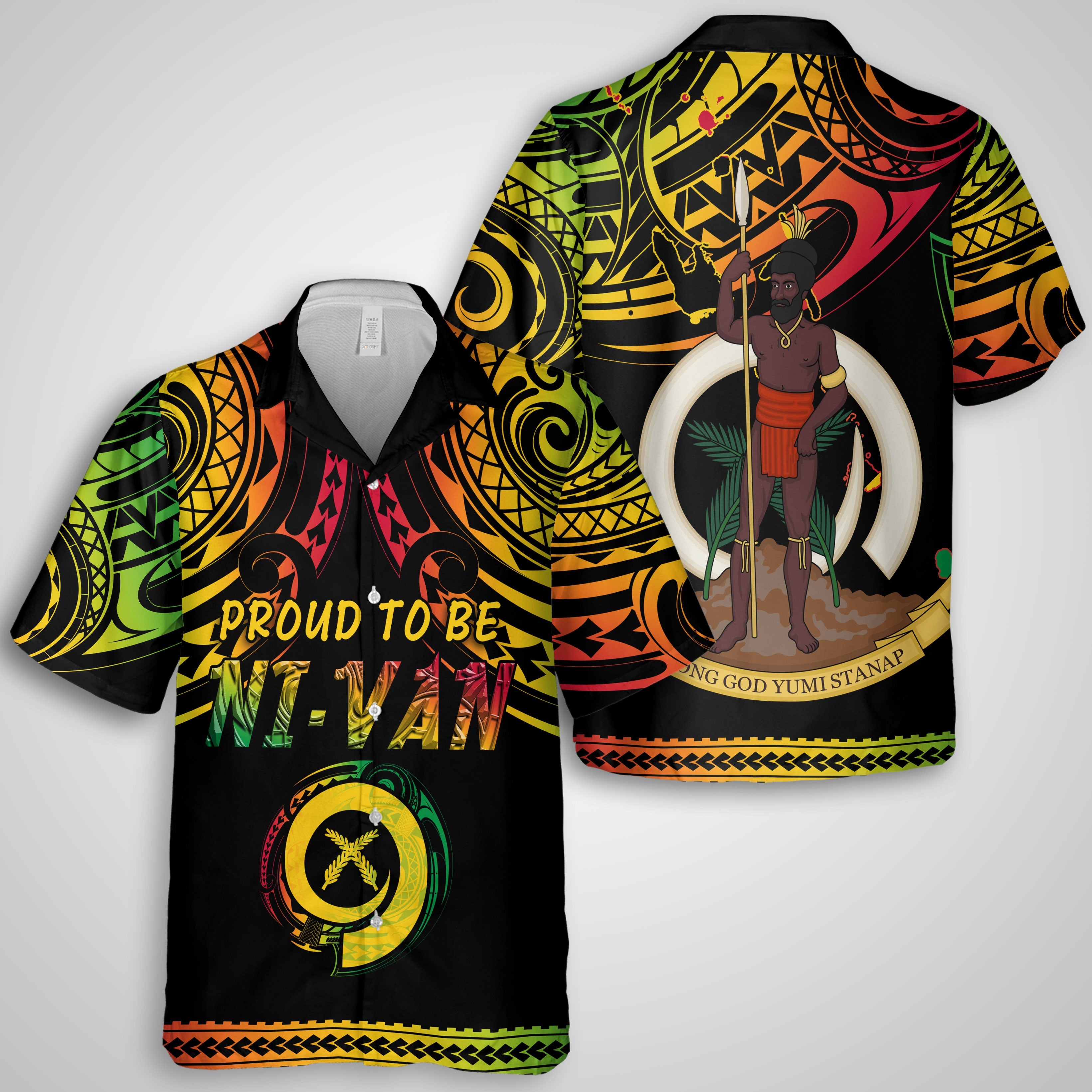 Vanuatu Proud To Be Ni-Van Hawaiian Shirt Coat Of Arms Reggae Style