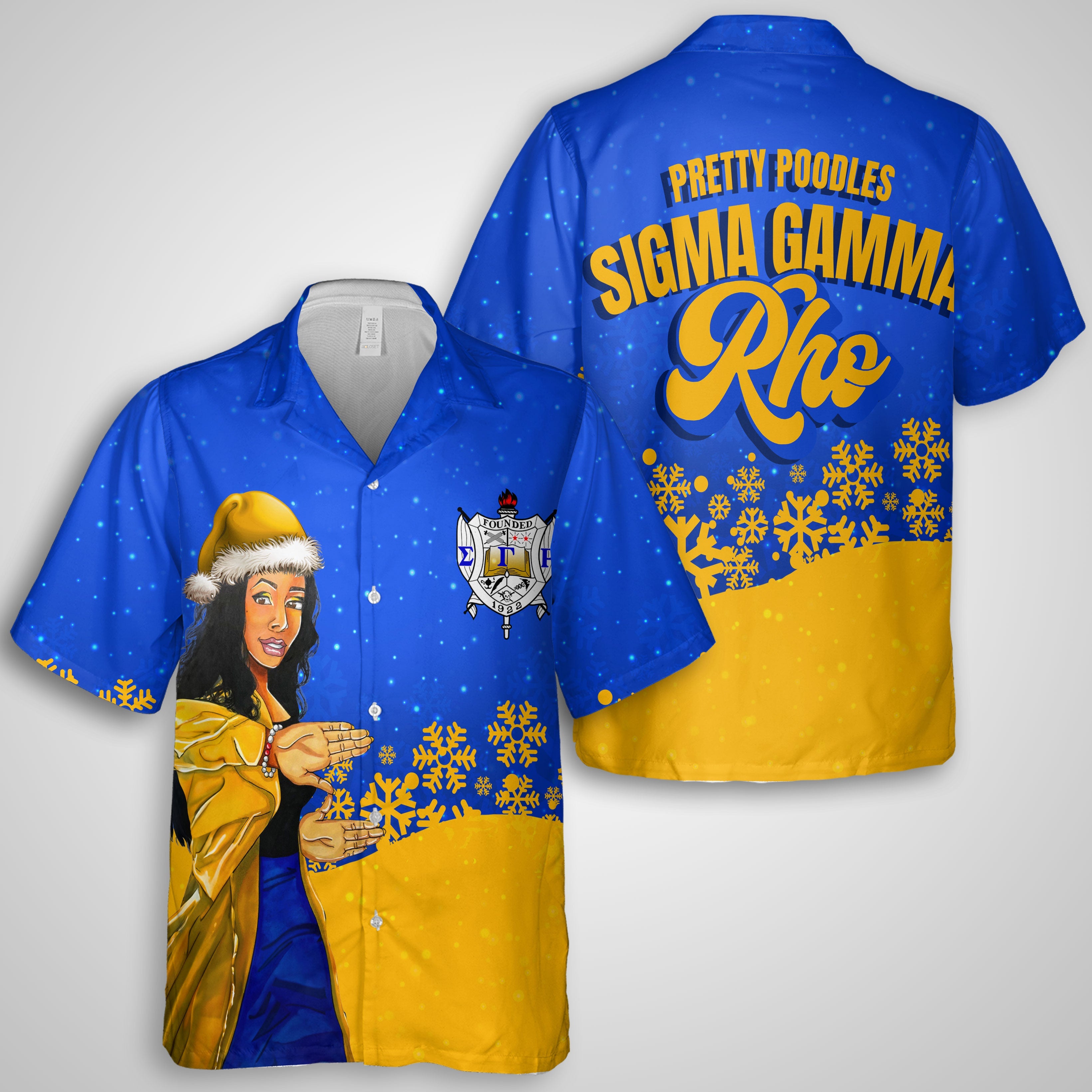 Sorority Hawaiian Shirt - Sigma Gamma Rho Christmas Girl Hawaiian Shirt Pretty Poodles Style