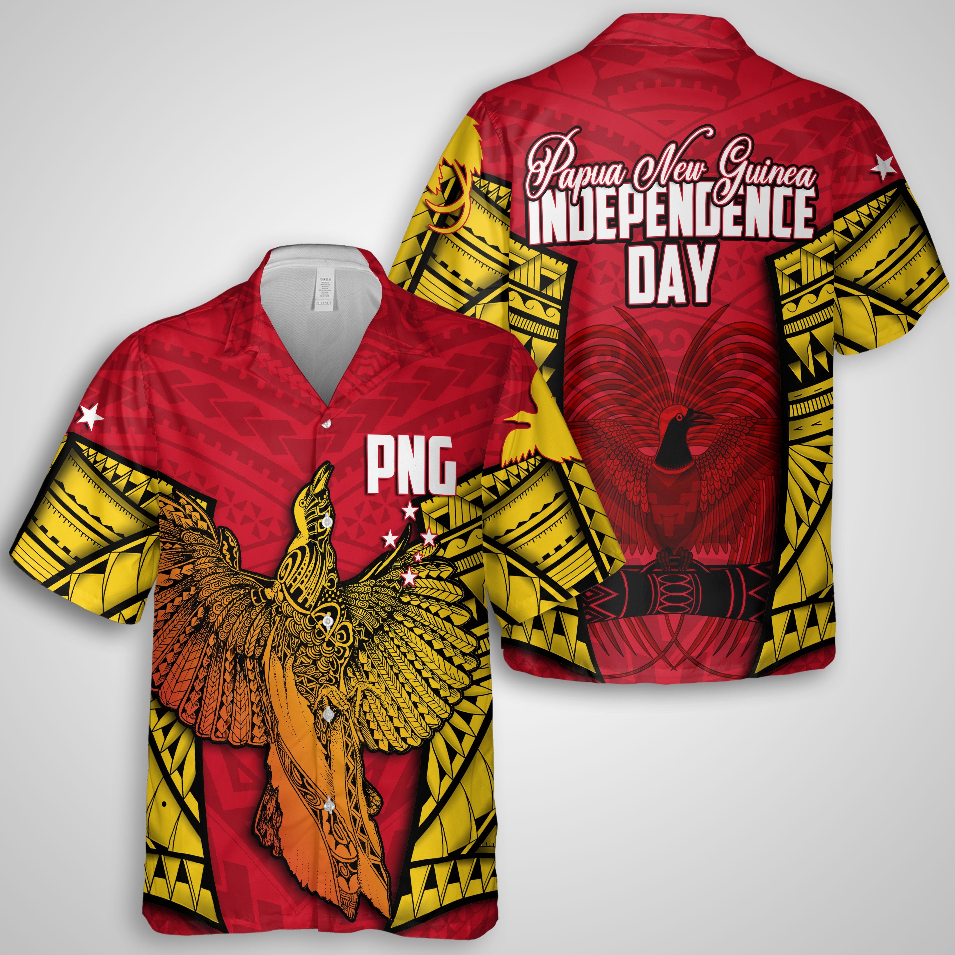 Papua New Guinea Independence Day Hawaiian Shirt Raggiana Bird of Paradise Style