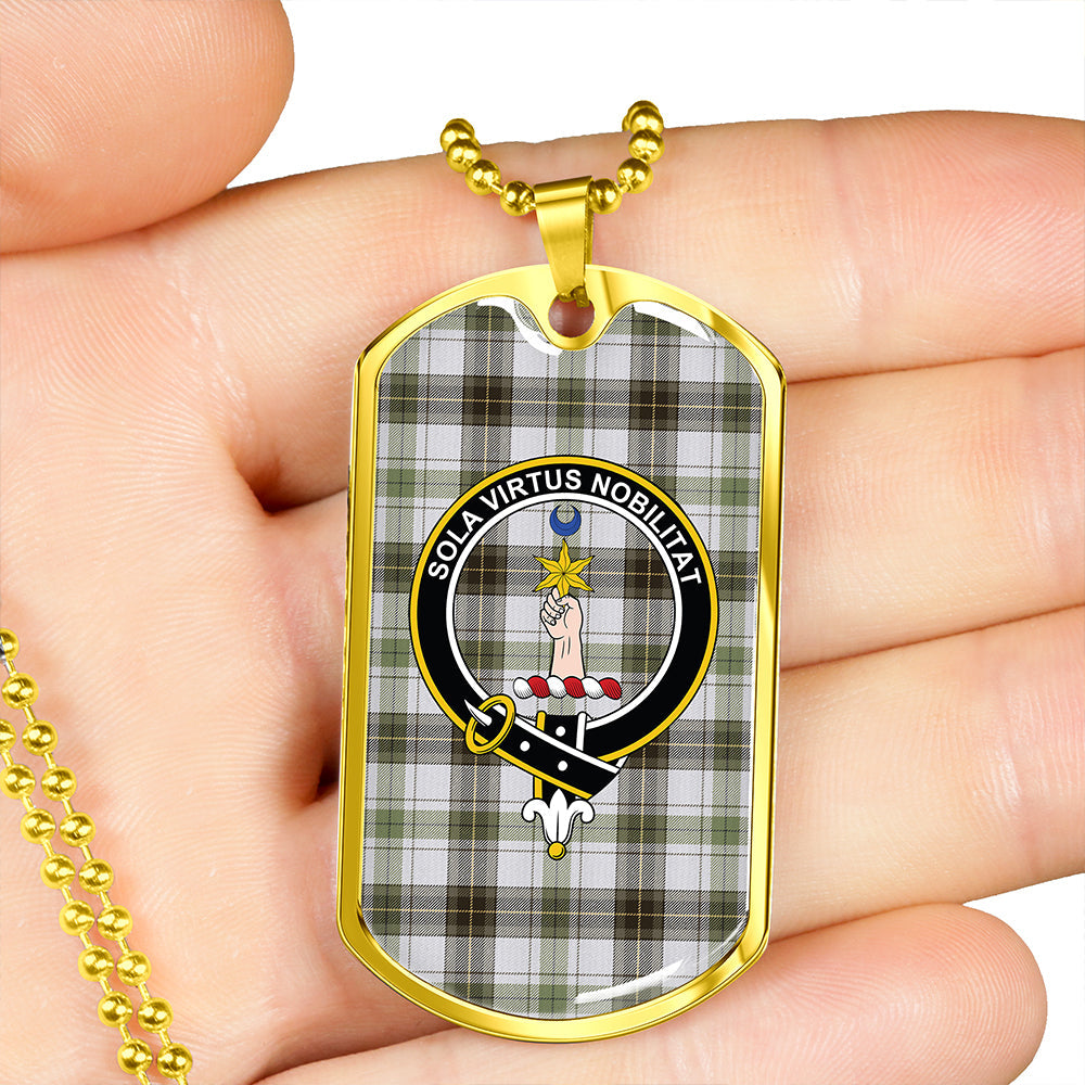 Henderson Dress #2 (MacKendrick Dress #2) Weathered Clan Badge Classic Tartan Dog Tag Necklace