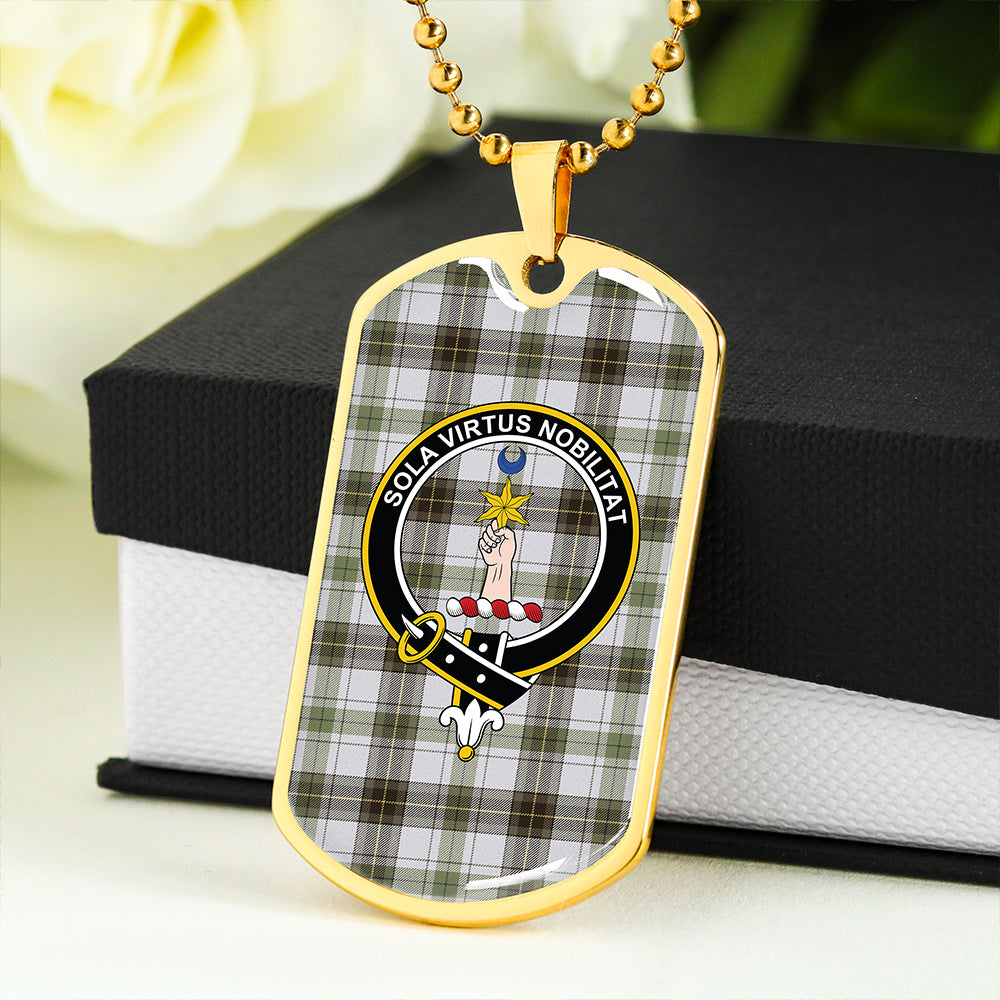 Henderson Dress #2 (MacKendrick Dress #2) Weathered Clan Badge Classic Tartan Dog Tag Necklace