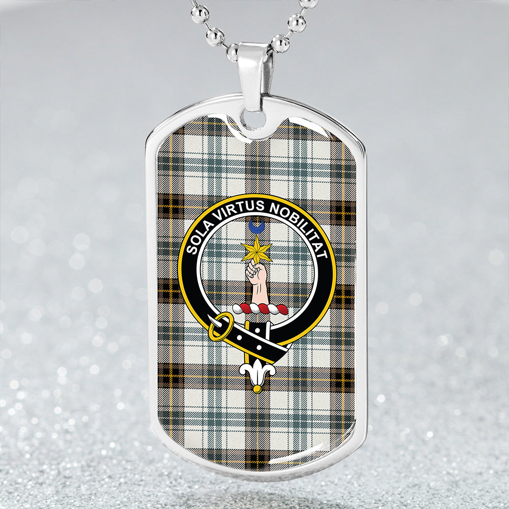 Henderson Dress #3 (MacKendrick Dress #3) Weathered Clan Badge Classic Tartan Dog Tag Necklace