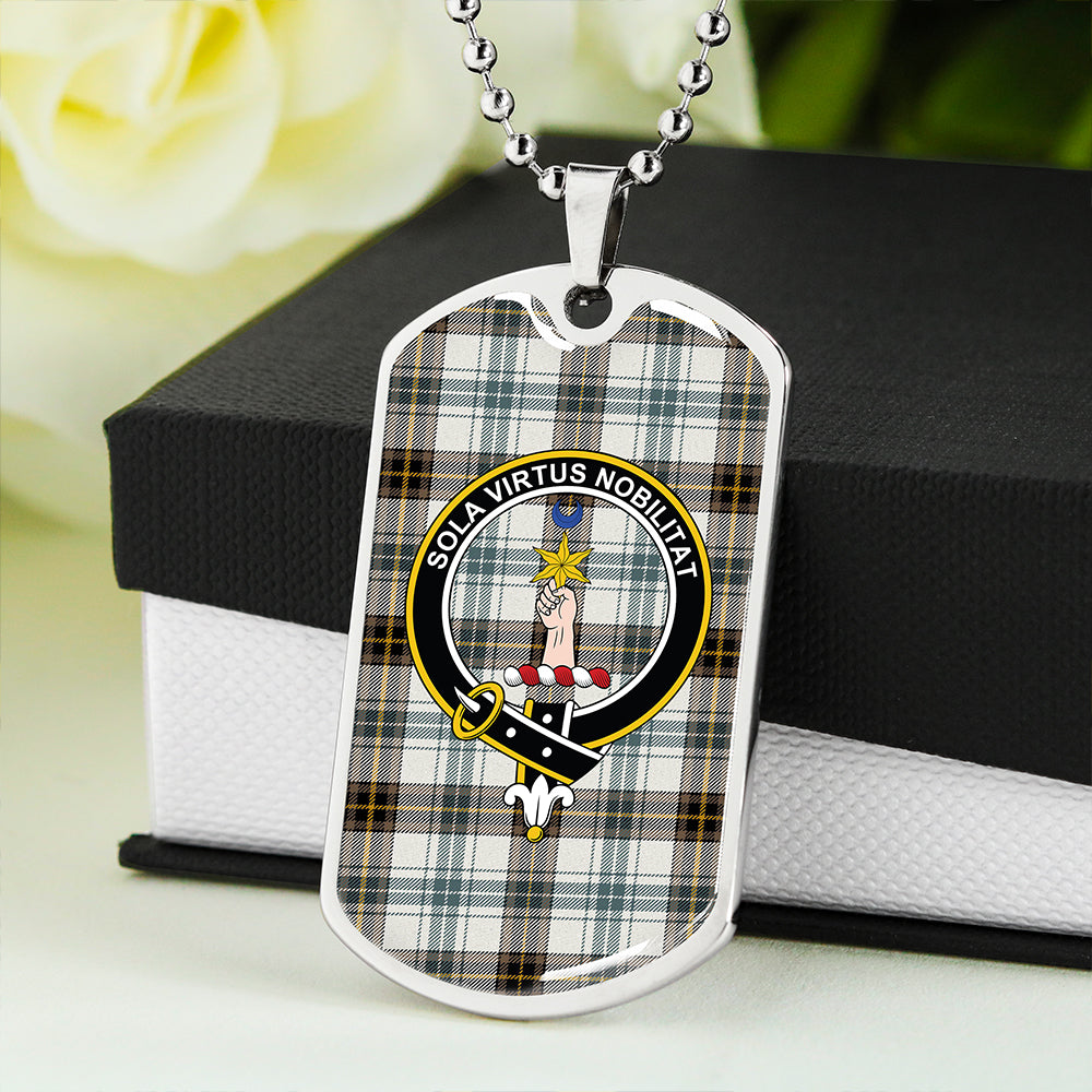 Henderson Dress #3 (MacKendrick Dress #3) Weathered Clan Badge Classic Tartan Dog Tag Necklace