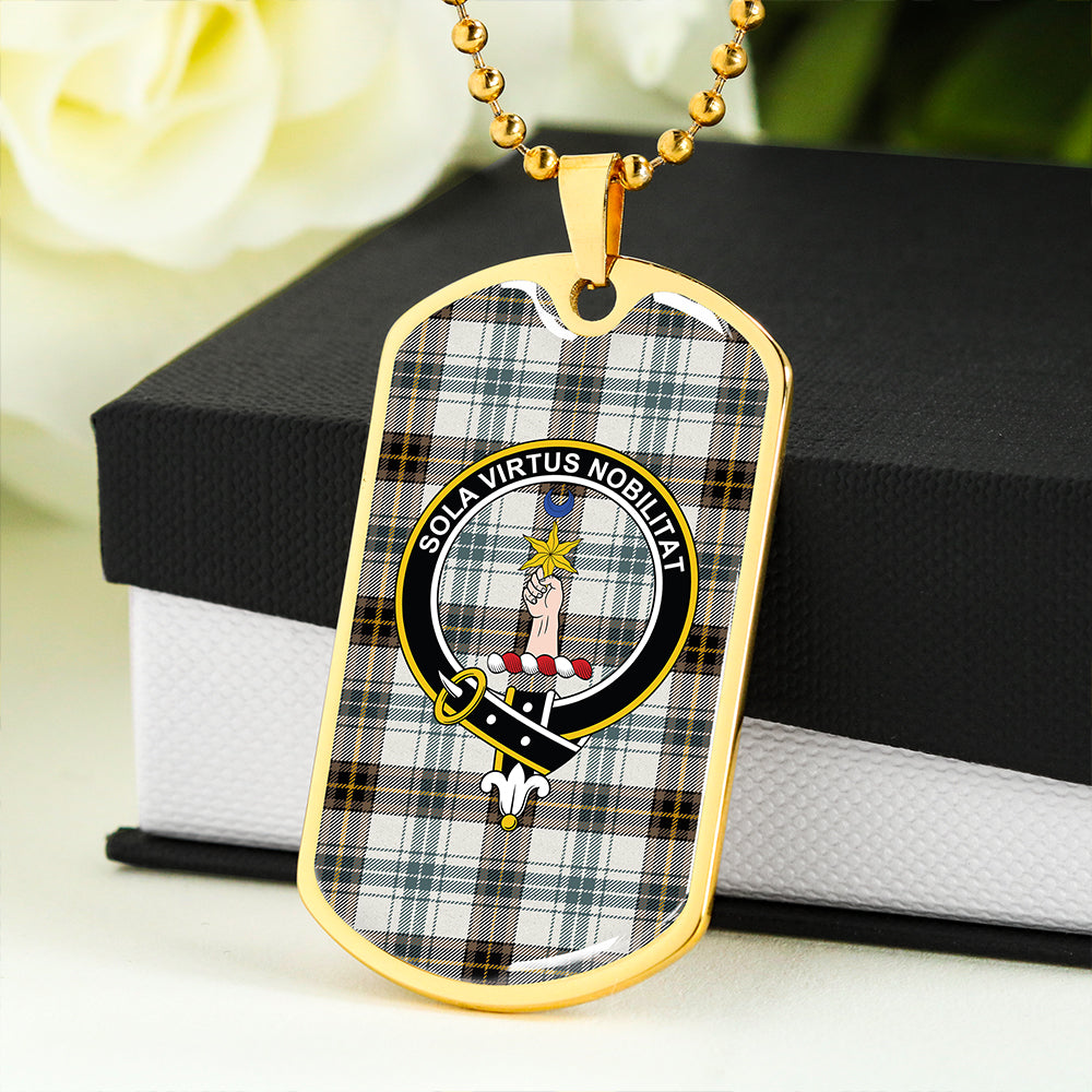 Henderson Dress #3 (MacKendrick Dress #3) Weathered Clan Badge Classic Tartan Dog Tag Necklace