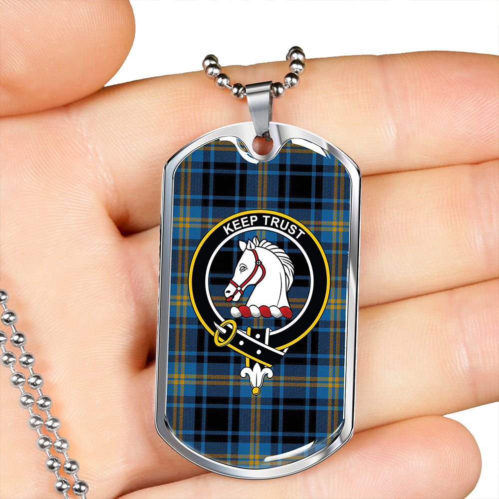 Hepburn #2 Ancient Clan Badge Classic Tartan Dog Tag Necklace