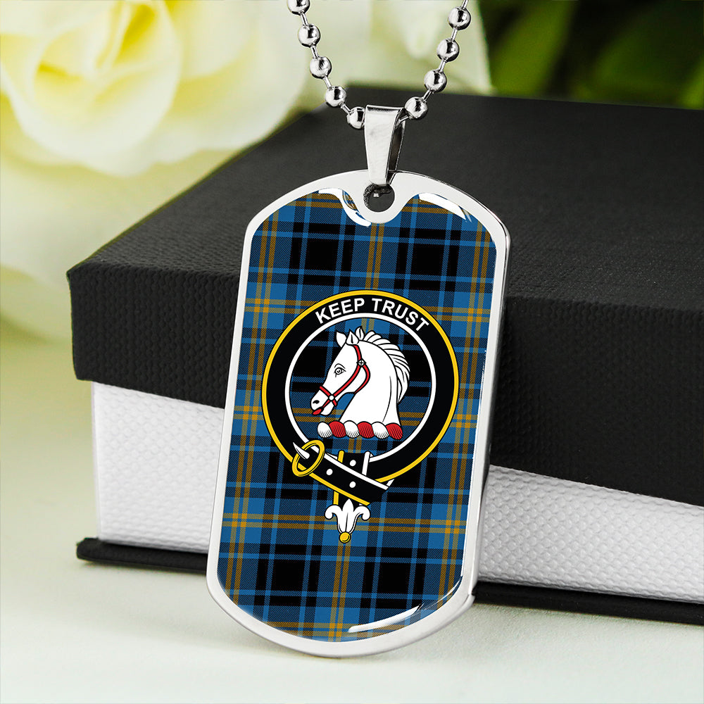 Hepburn #2 Ancient Clan Badge Classic Tartan Dog Tag Necklace