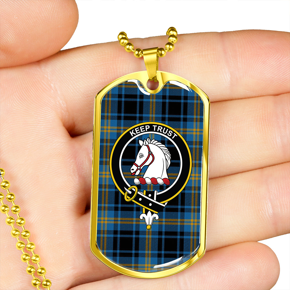 Hepburn #2 Ancient Clan Badge Classic Tartan Dog Tag Necklace