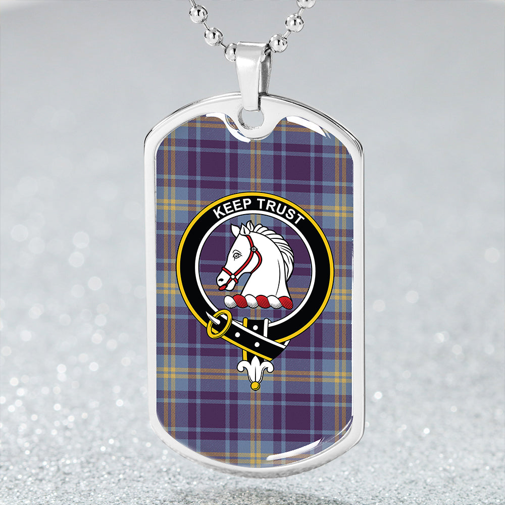Hepburn #2 Weathered Clan Badge Classic Tartan Dog Tag Necklace