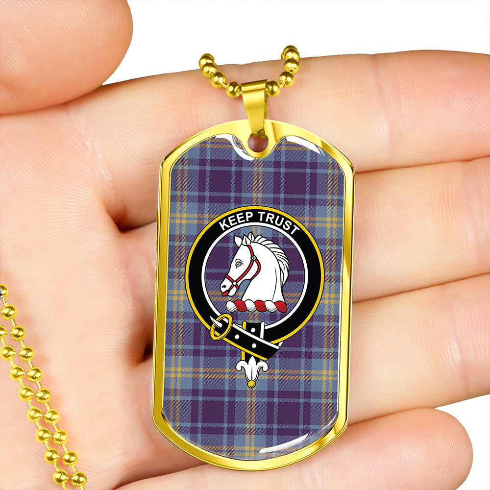 Hepburn #2 Weathered Clan Badge Classic Tartan Dog Tag Necklace