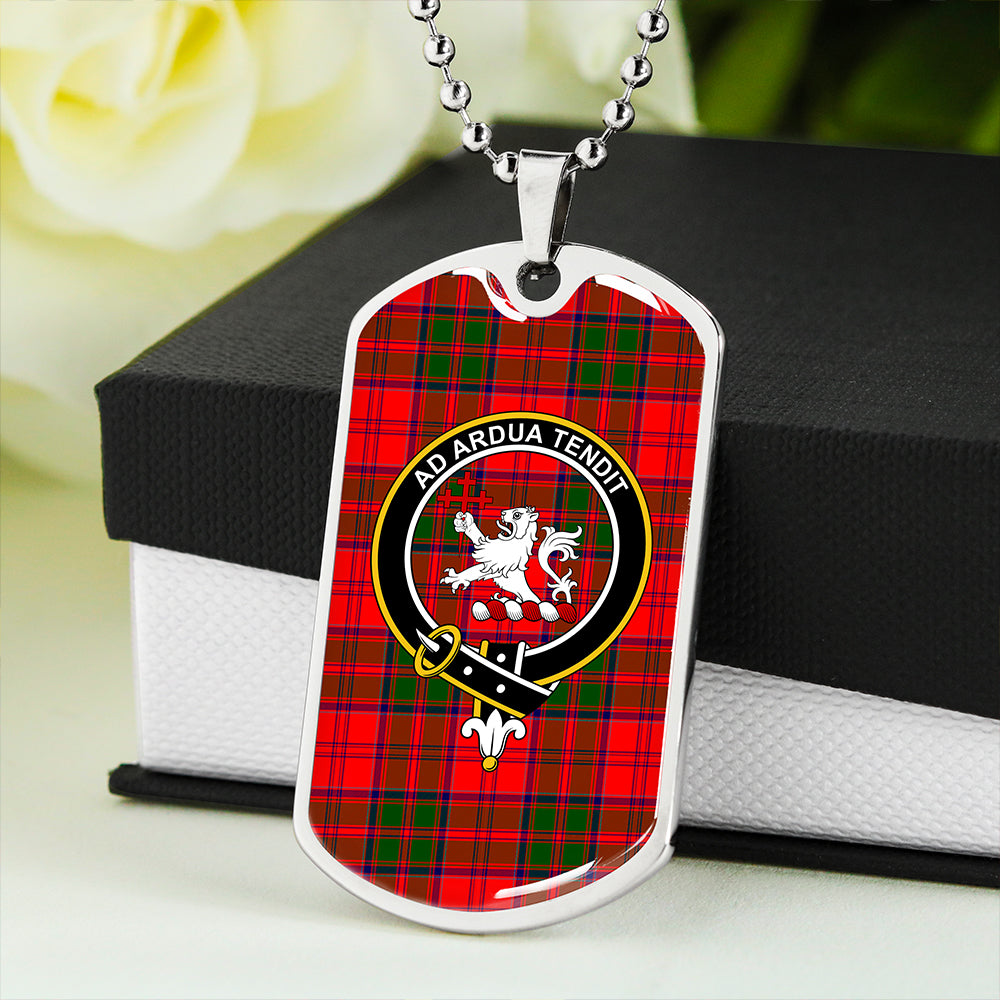 Heron Clan Badge Classic Tartan Dog Tag Necklace