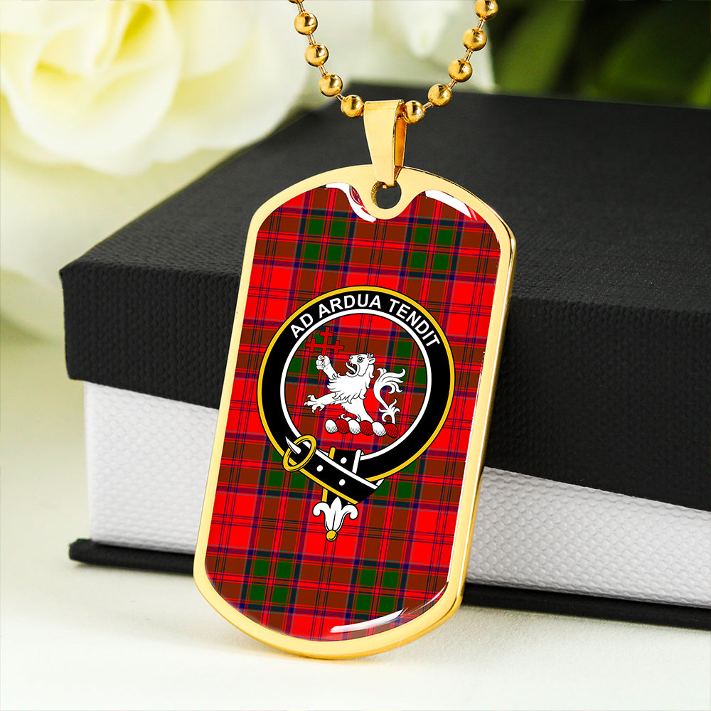 Heron Clan Badge Classic Tartan Dog Tag Necklace