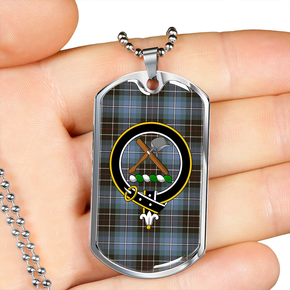 Hislop #3 Weathered Clan Badge Classic Tartan Dog Tag Necklace