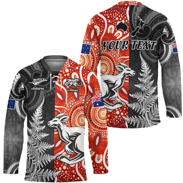 Custom New Zealand Rugby Hockey Jersey Aotearoa Silver Fern & Aussie Kangaroo Maori & Aboriginal - LH1