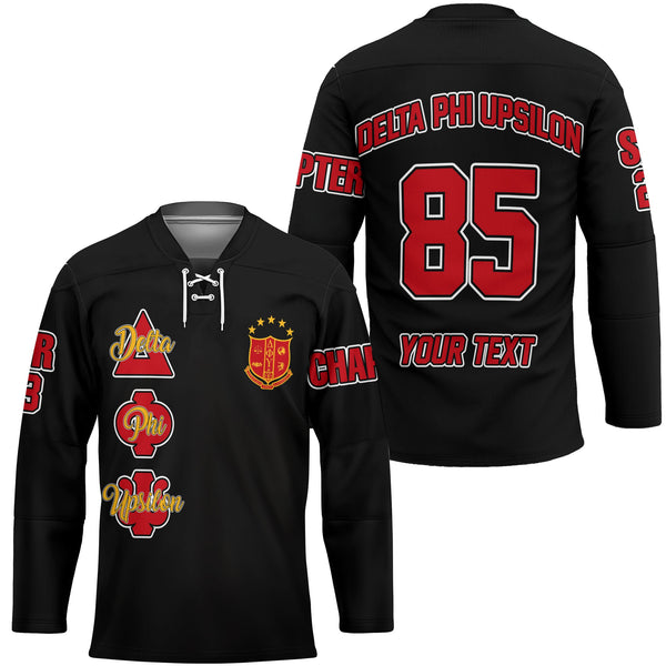 Fraternity Hockey Jersey - Personalized Delta Phi Upsilon Hockey Jersey Original Dark Style